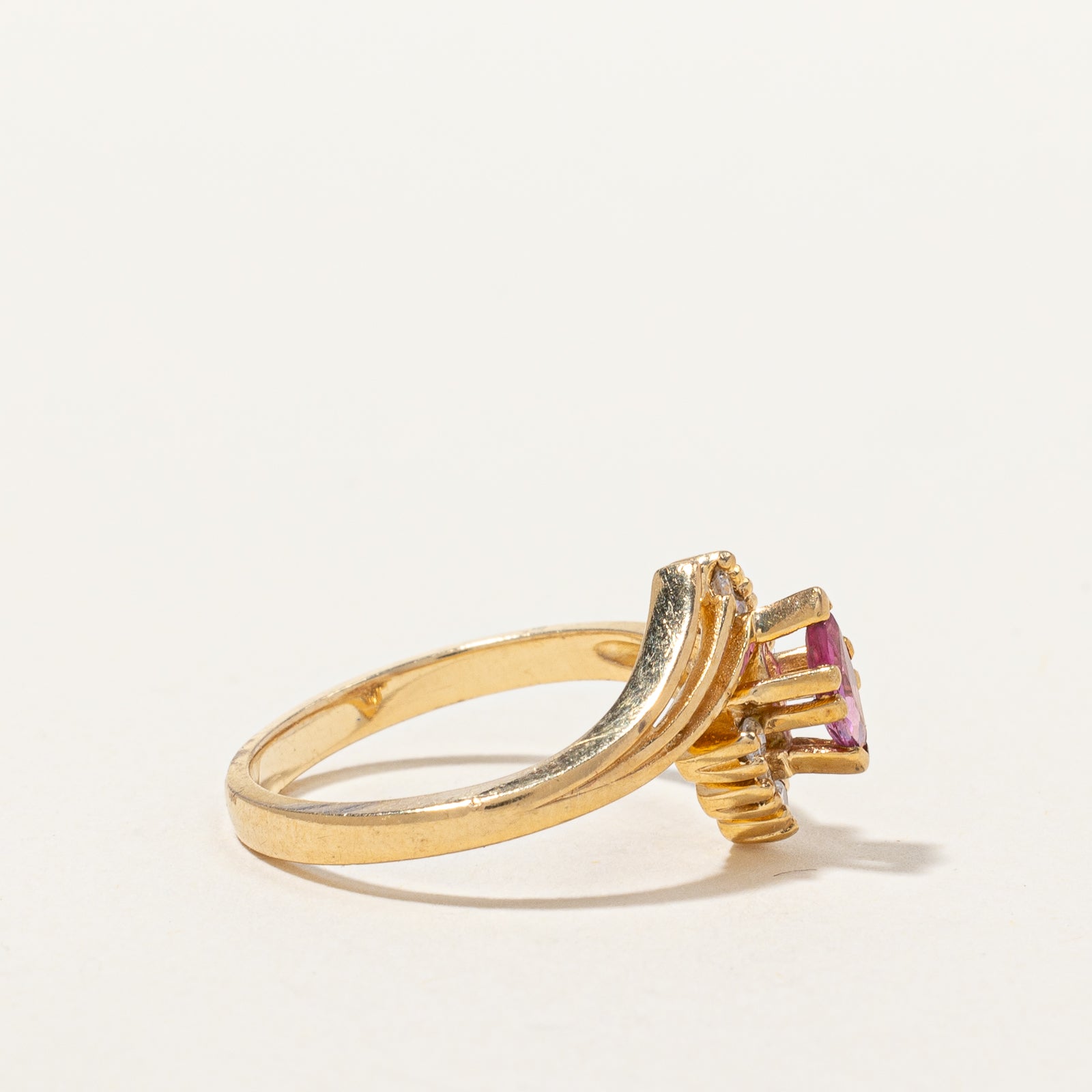 Bypass Pink Sapphire & Diamond Ring | 0.12 ctw, SZ 6.5 |