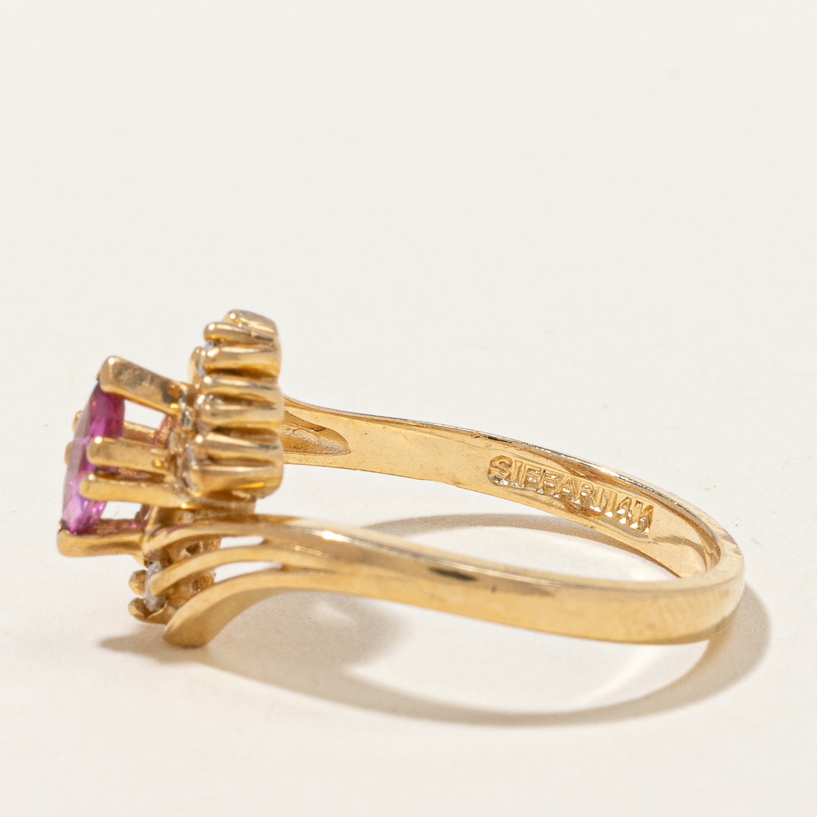 Bypass Pink Sapphire & Diamond Ring | 0.12 ctw, SZ 6.5 |