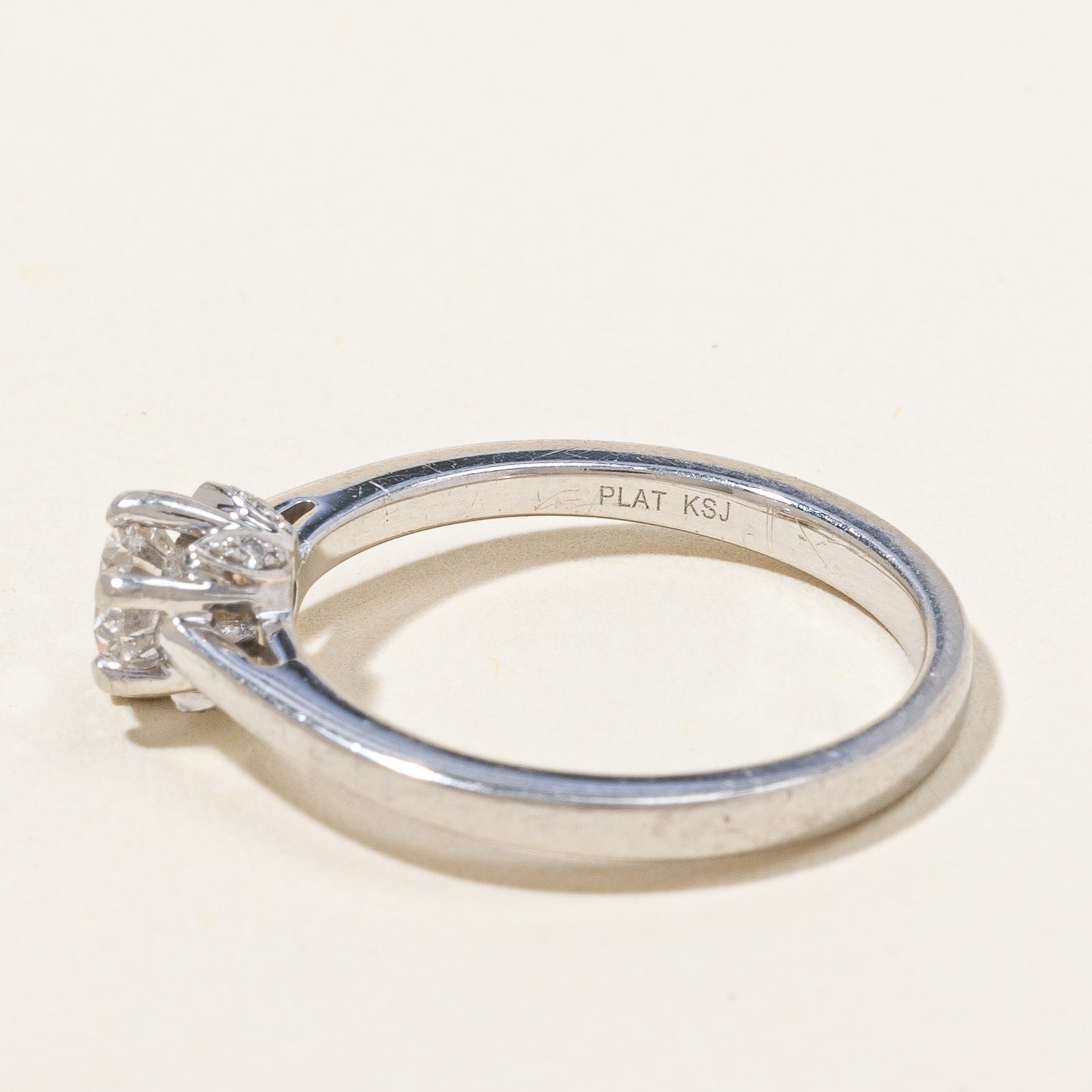 Solitaire GIA Diamond Platinum Engagement Ring | 0.52 ctw, SZ 6.5 |