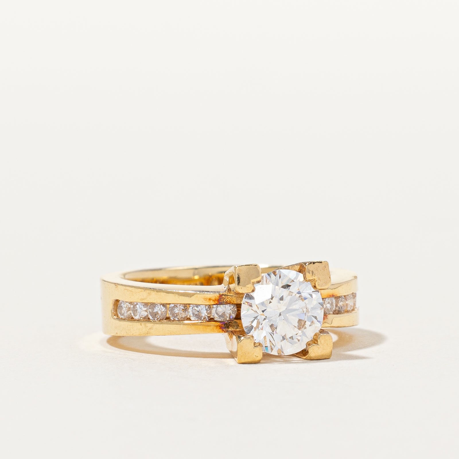 Solitaire with Channel Accents Diamond Engagement Ring | 1.10 ctw, SZ 4 |