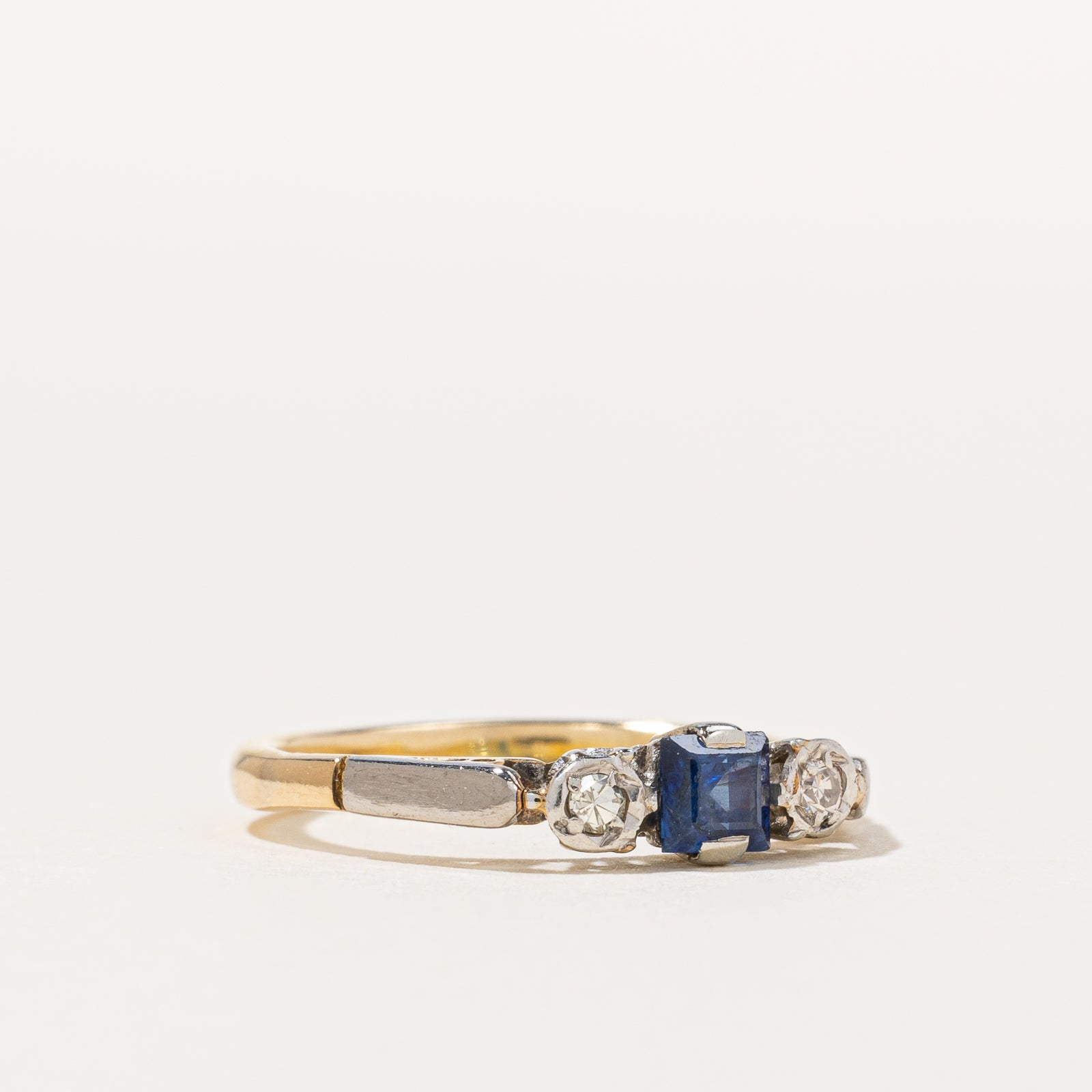 Antique Sapphire & Diamond Trilogy Ring | 0.02 ctw, SZ 5 |