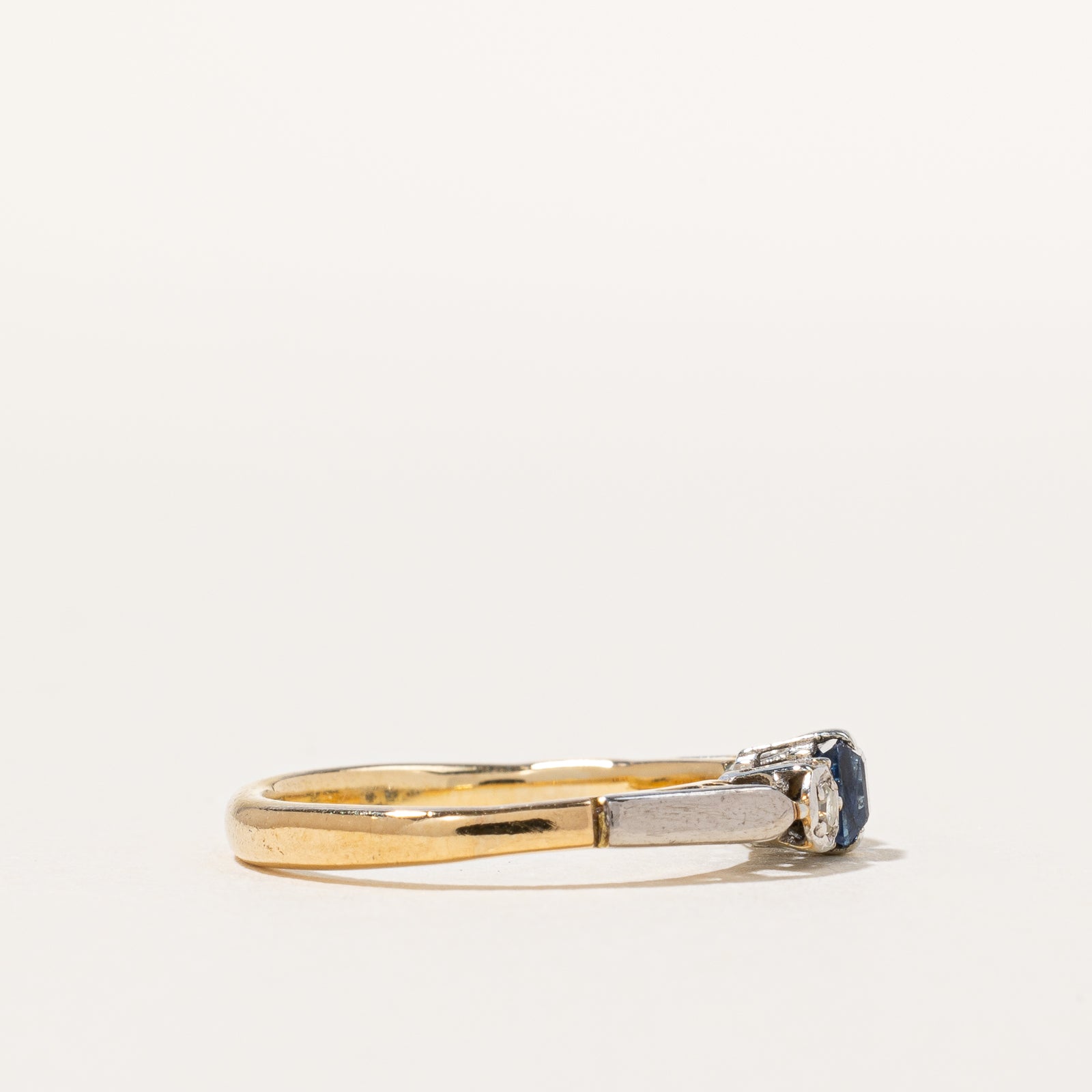 Antique Sapphire & Diamond Trilogy Ring | 0.02 ctw, SZ 5 |