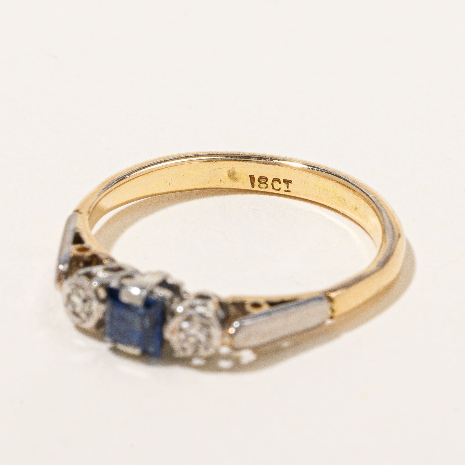 Antique Sapphire & Diamond Trilogy Ring | 0.02 ctw, SZ 5 |