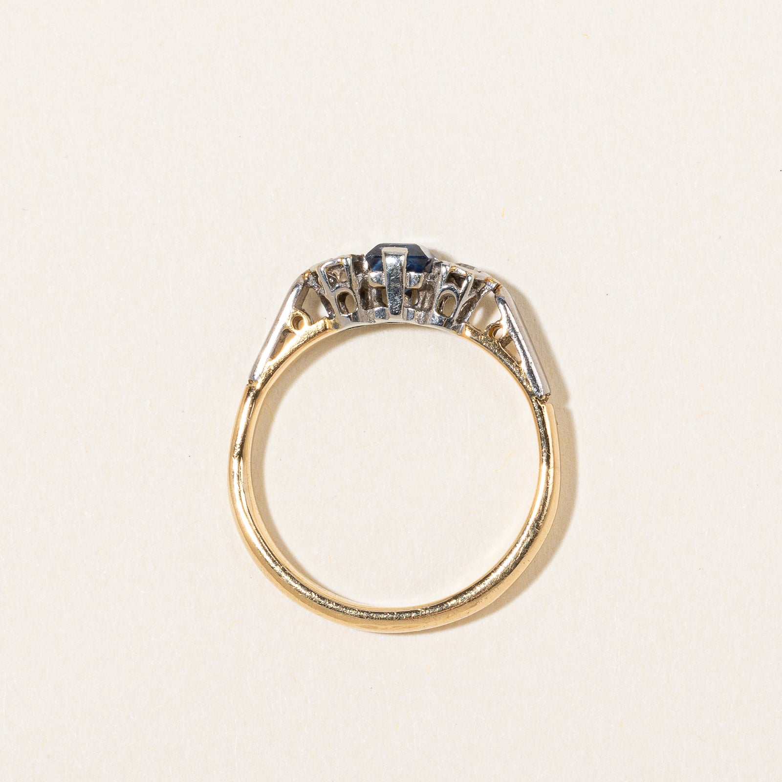 Antique Sapphire & Diamond Trilogy Ring | 0.02 ctw, SZ 5 |