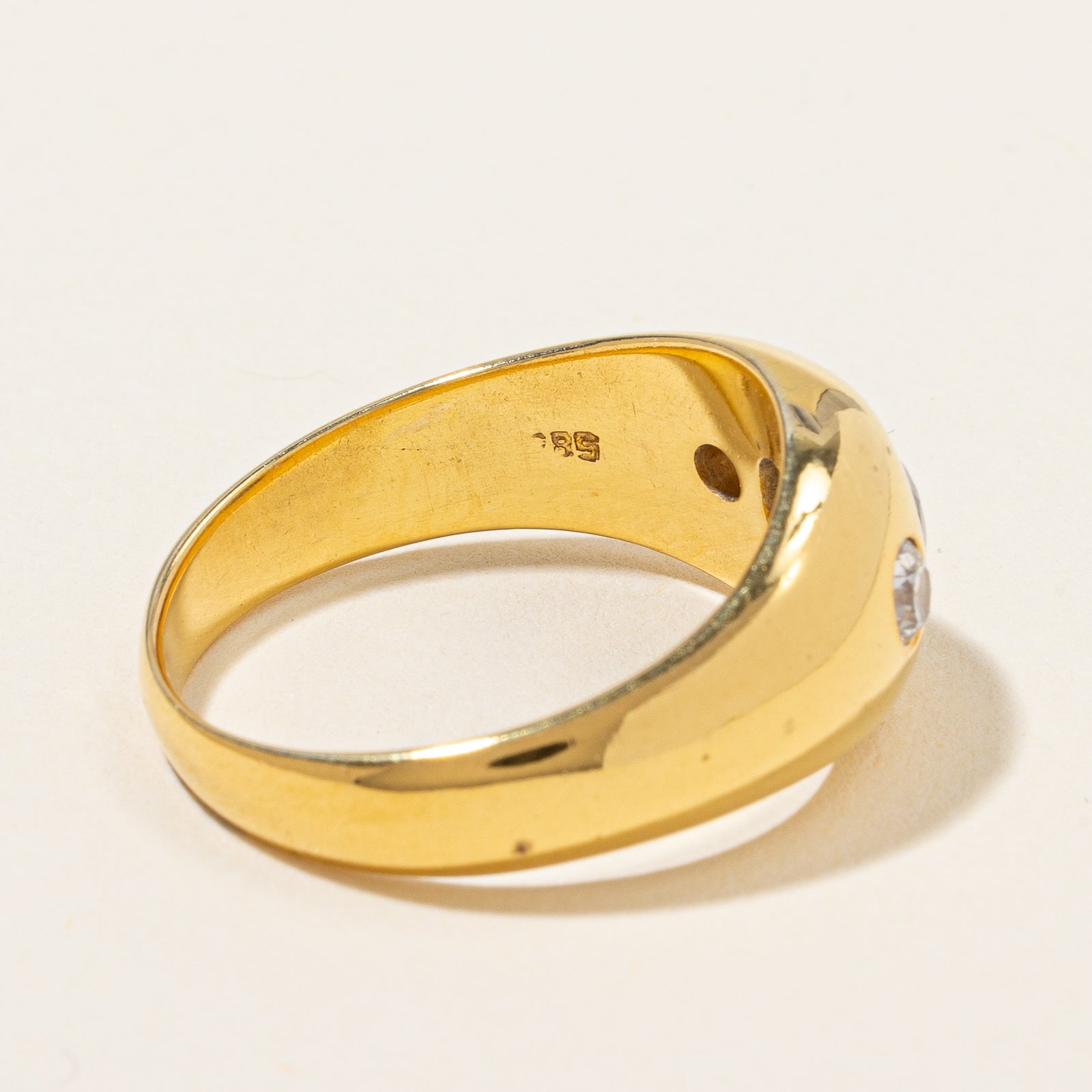 Antique Flush Set Sapphire & Old Cut Diamond Ring | 0.30 ctw, SZ 8.25 |