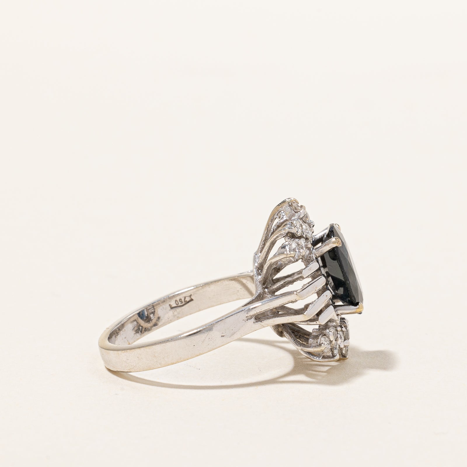 Natural Sapphire & Diamond Cluster Ring | 0.20ctw, 1.60ct | SZ 5.5 |