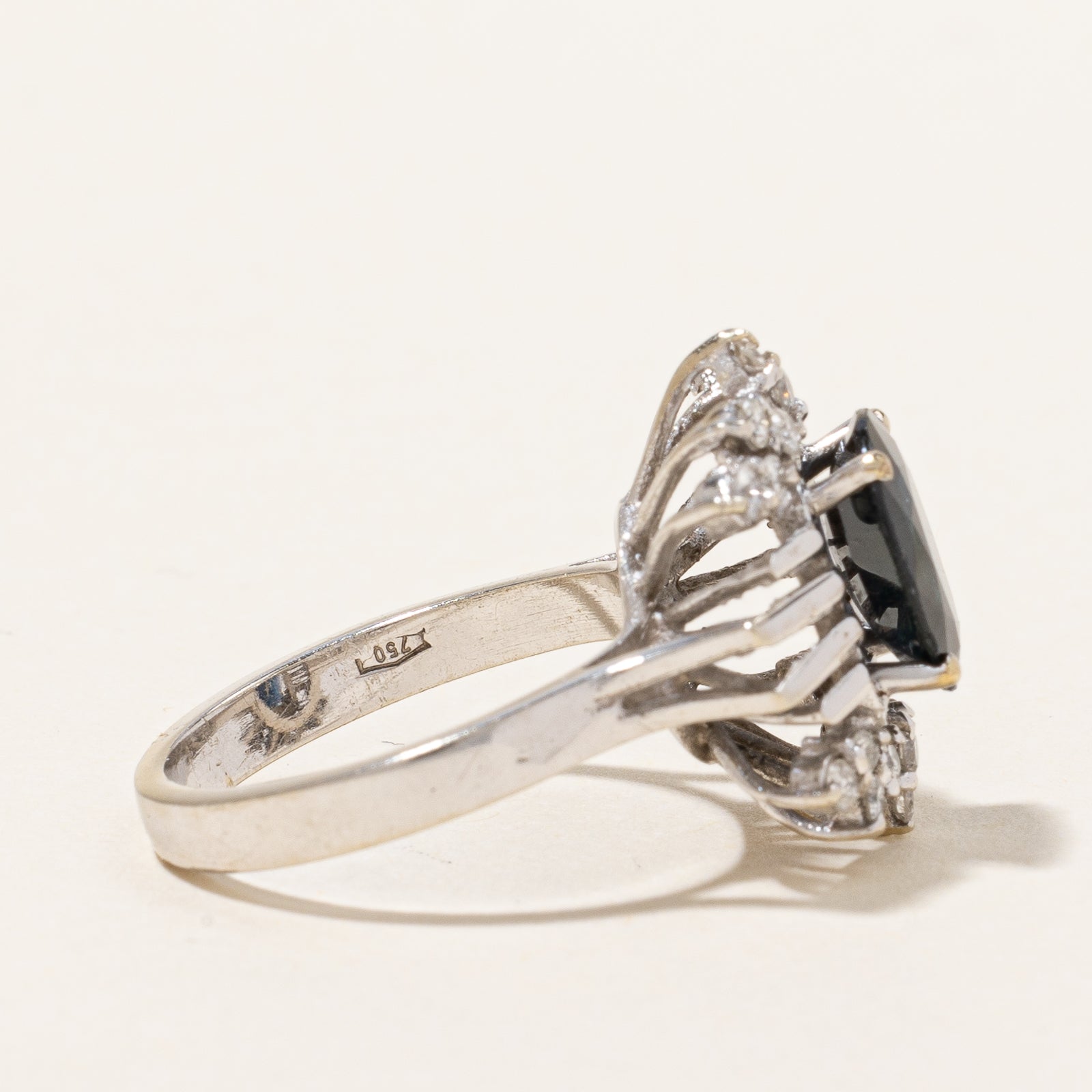 Natural Sapphire & Diamond Cluster Ring | 0.20ctw, 1.60ct | SZ 5.5 |