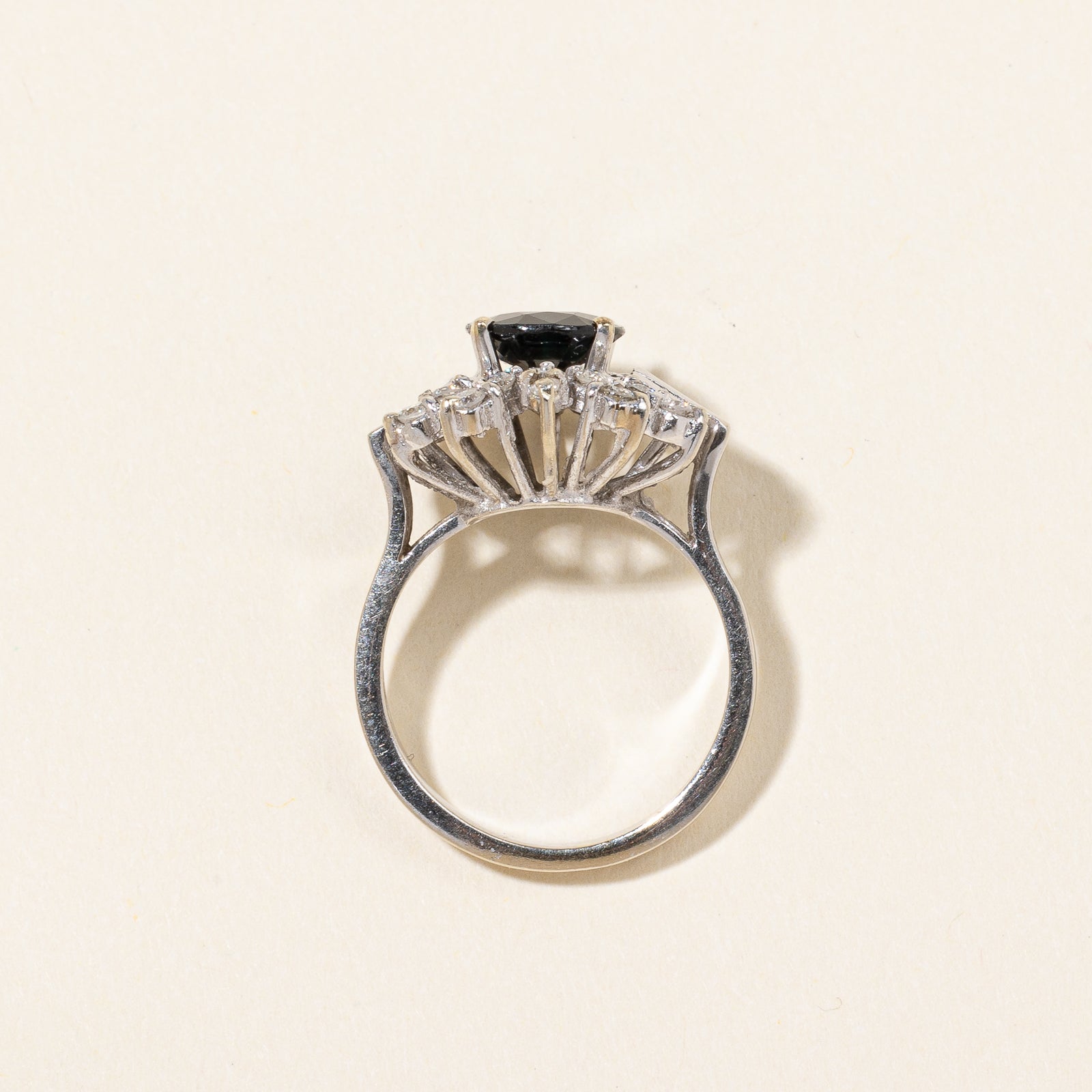 Natural Sapphire & Diamond Cluster Ring | 0.20ctw, 1.60ct | SZ 5.5 |