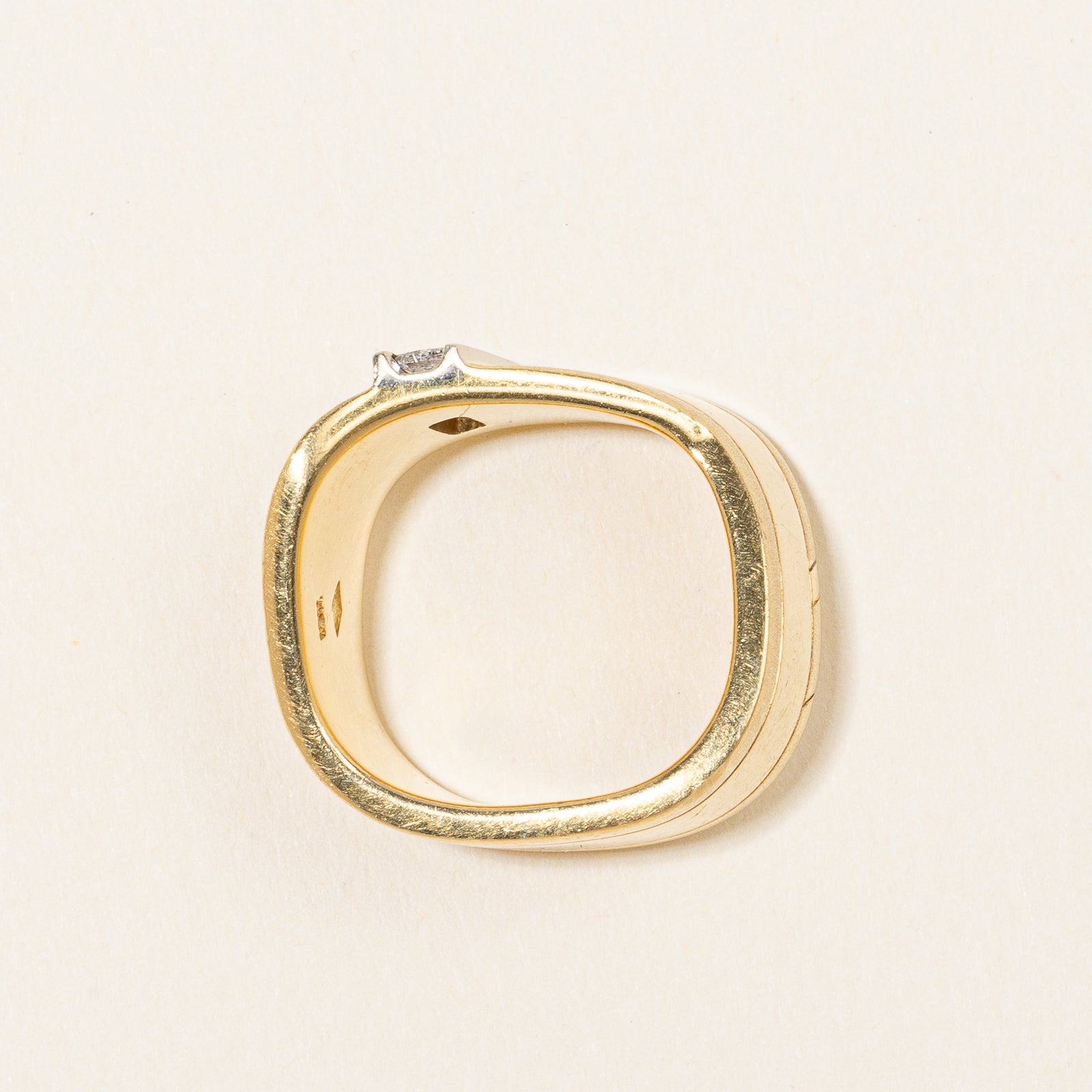 Vintage Princess-cut Diamond Wide Slanted Band | 0.25ctw | SZ 5.75 |