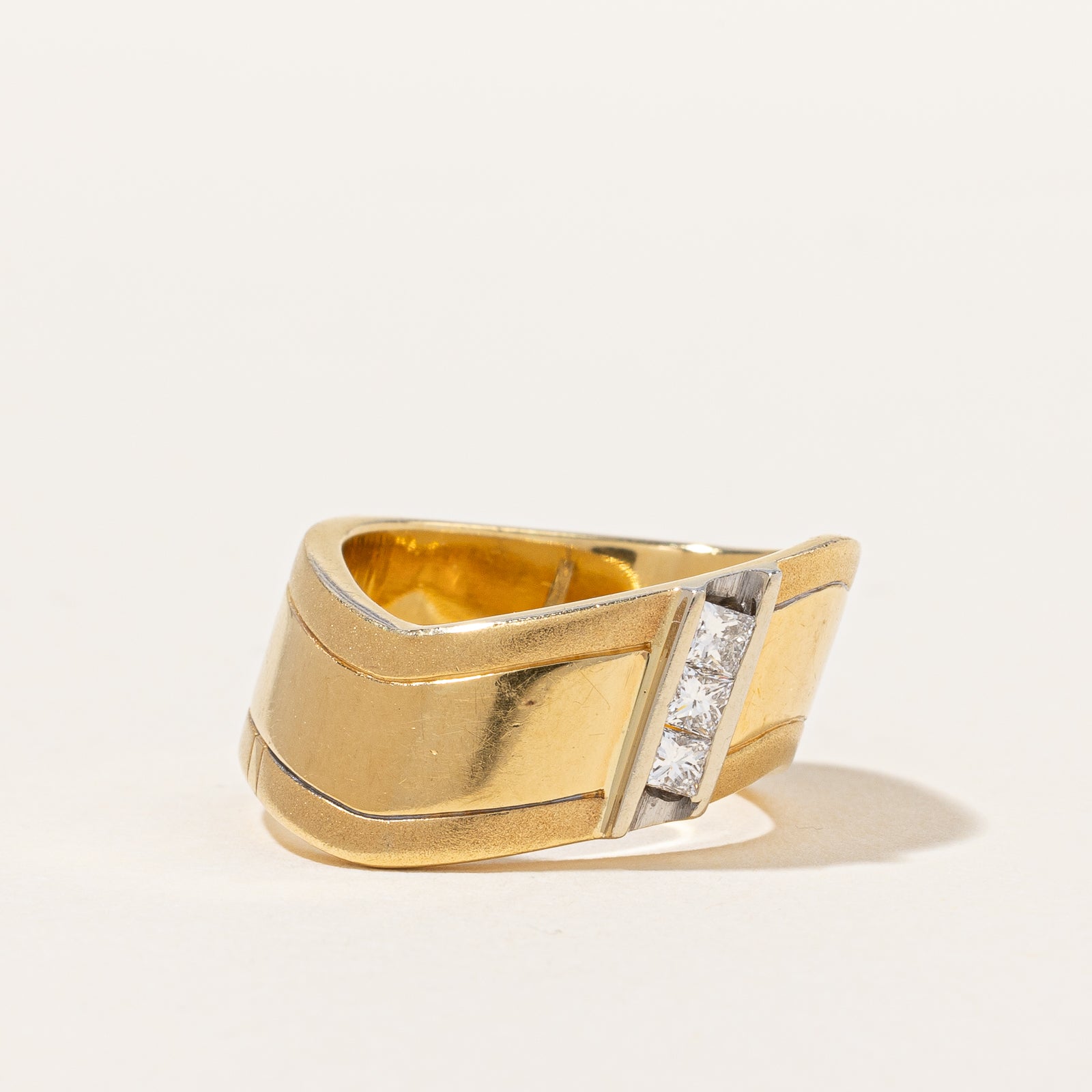 Vintage Princess-cut Diamond Wide Slanted Band | 0.25ctw | SZ 5.75 |