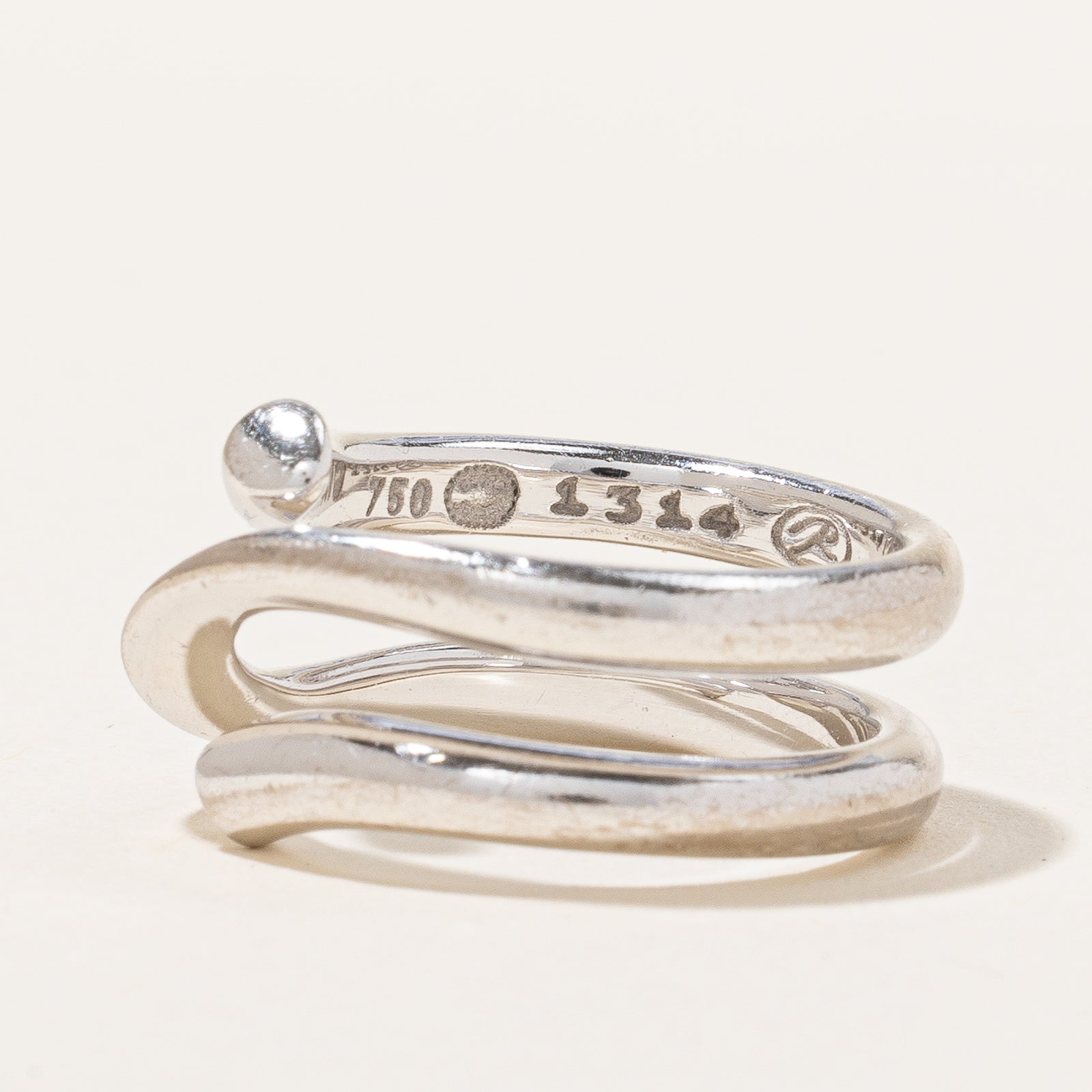 Vintage 'Georg Jensen' White Gold Wrap Ring | SZ 5.75 |