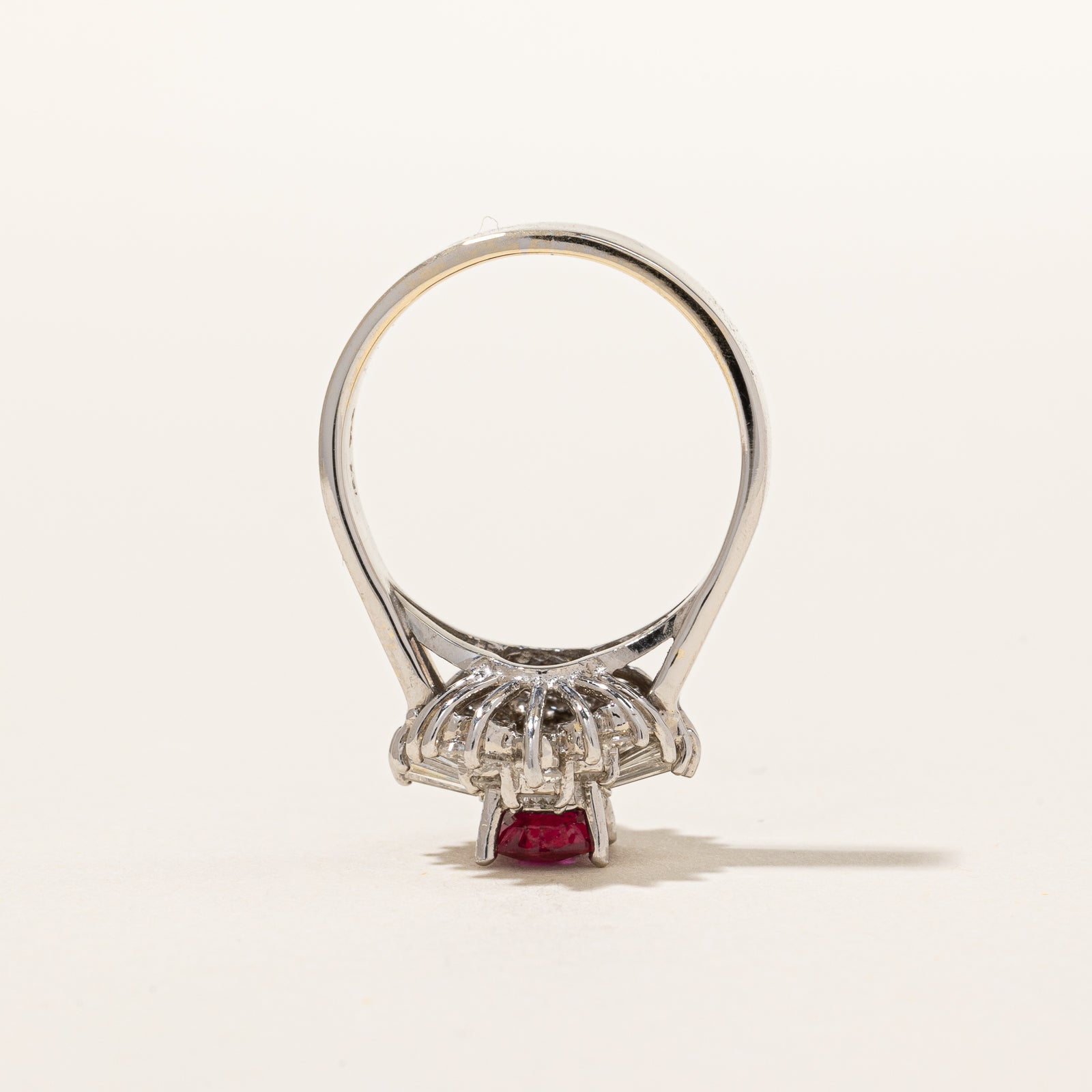 Split Shank Ruby & Diamond Halo Ring | 1.28ct, 0.88ctw | SZ 6.75 |