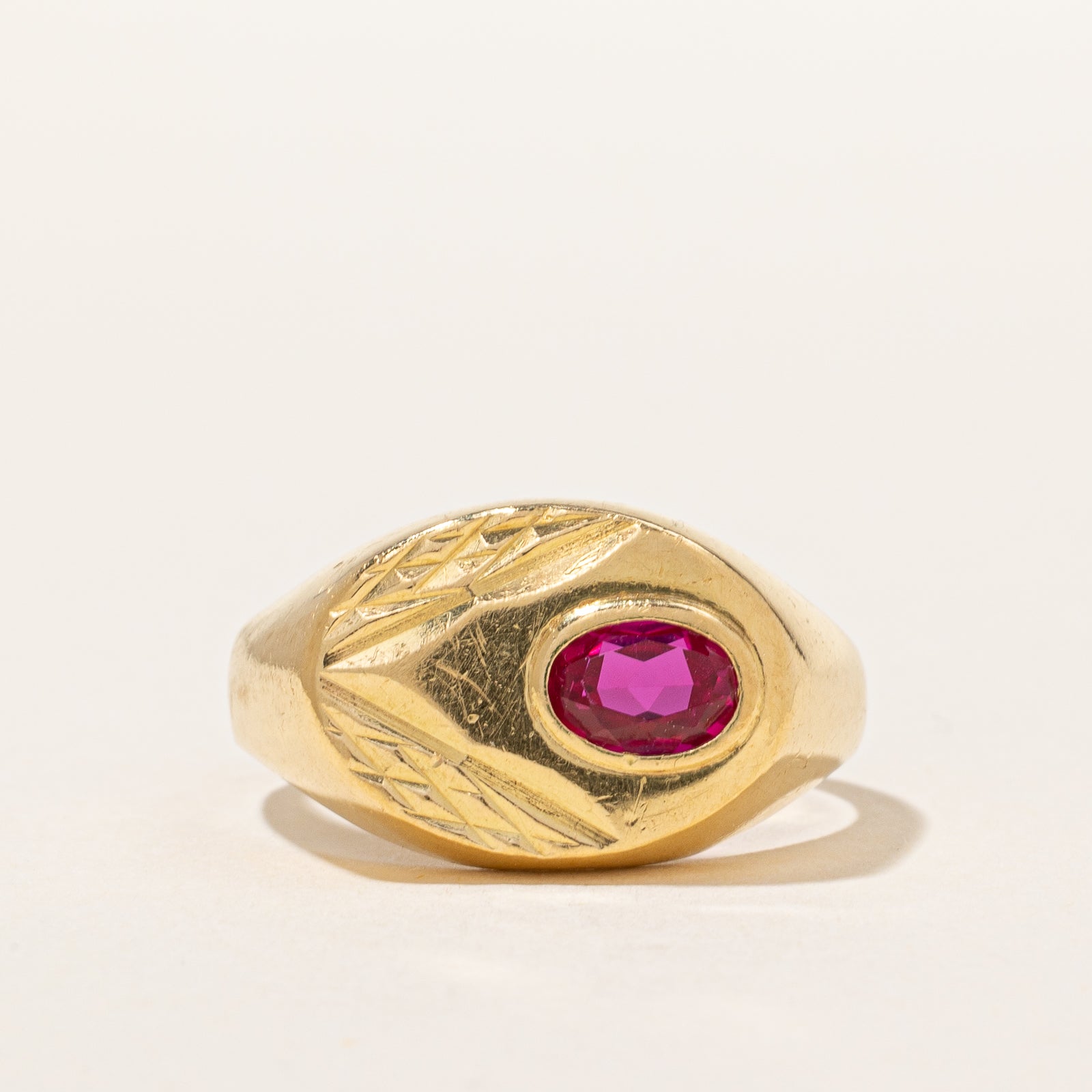 Vintage Synthetic Ruby Signet Ring | 0.75ct | SZ 9.5 |
