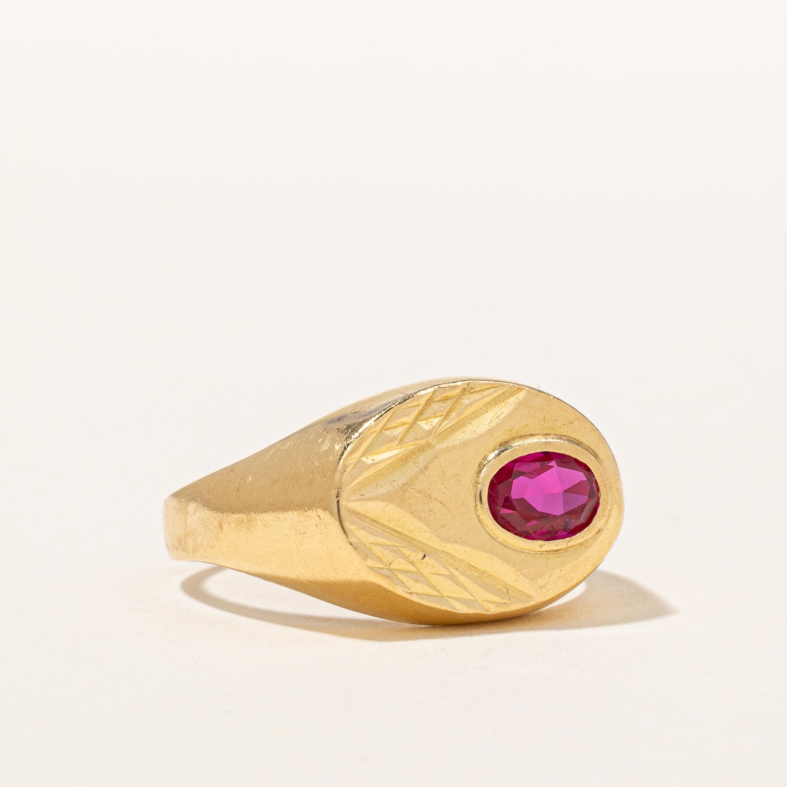 Vintage Synthetic Ruby Signet Ring | 0.75ct | SZ 9.5 |
