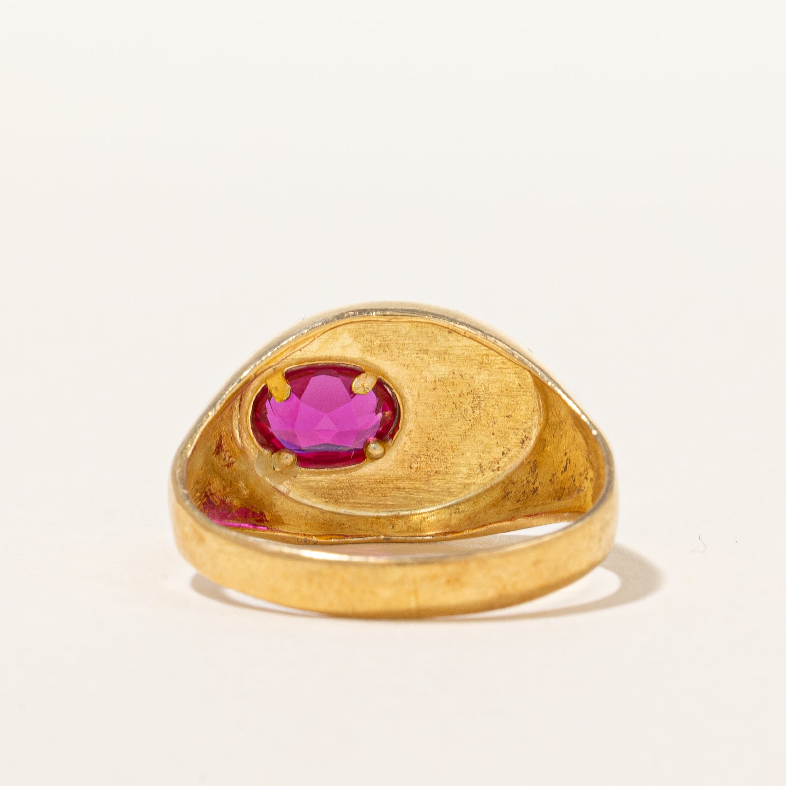Vintage Synthetic Ruby Signet Ring | 0.75ct | SZ 9.5 |
