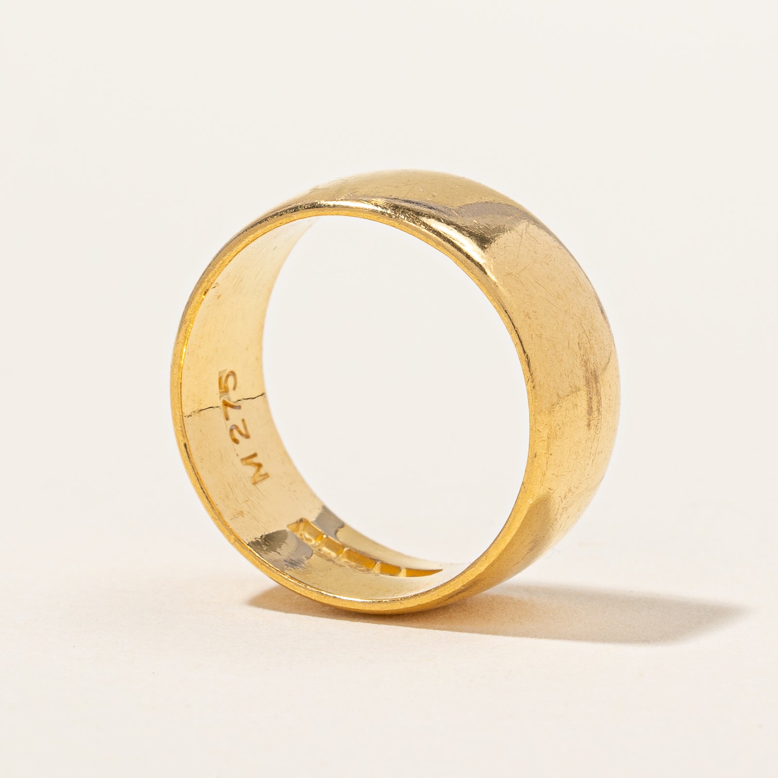 Bague vintage Birmingham 1972, poinçonnée, large, en or | Taille 5,25 |