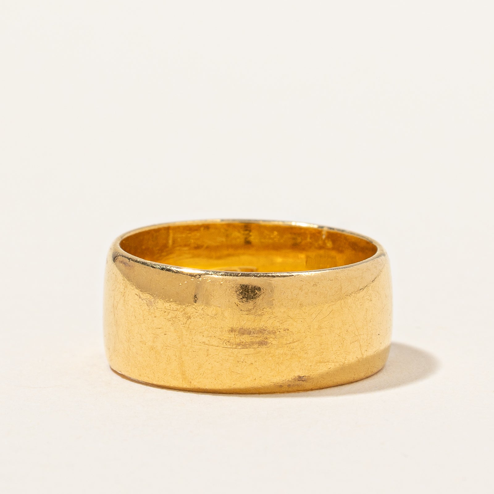 Bague vintage Birmingham 1972, poinçonnée, large, en or | Taille 5,25 |