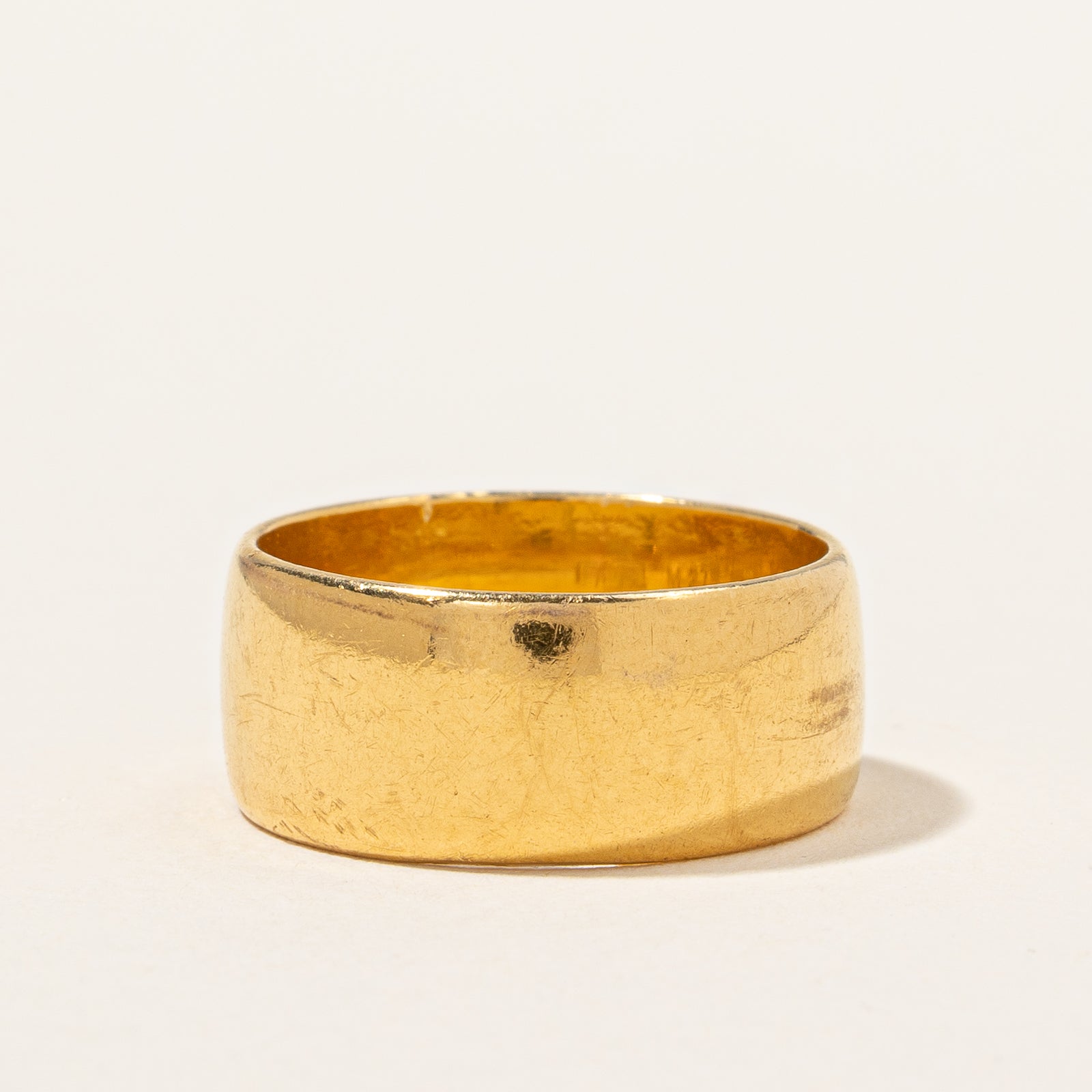 Bague vintage Birmingham 1972, poinçonnée, large, en or | Taille 5,25 |