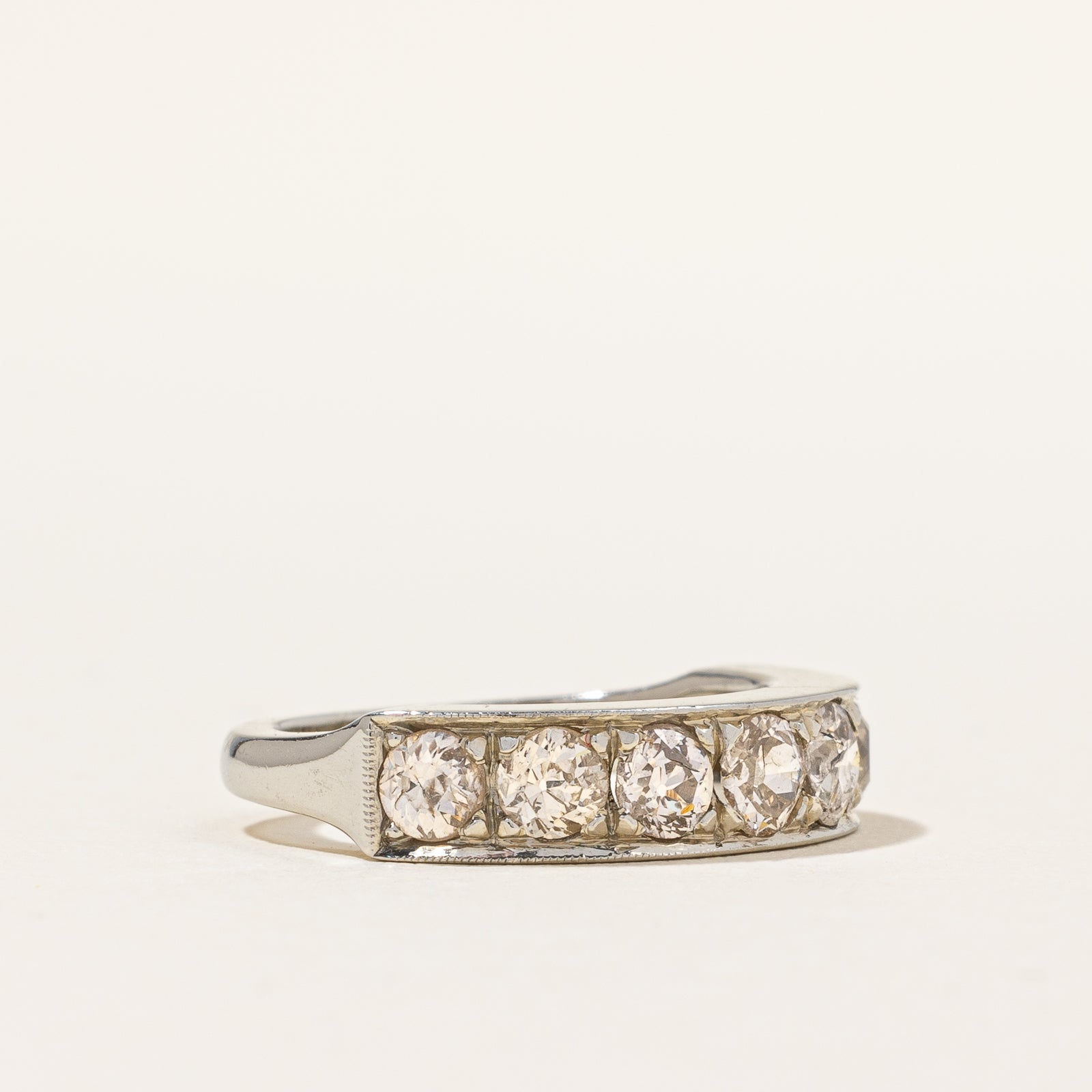 Art Deco-era Birks' Old Mine-cut Semi-Eternity Band | 1.04ctw | SZ 4.25 |