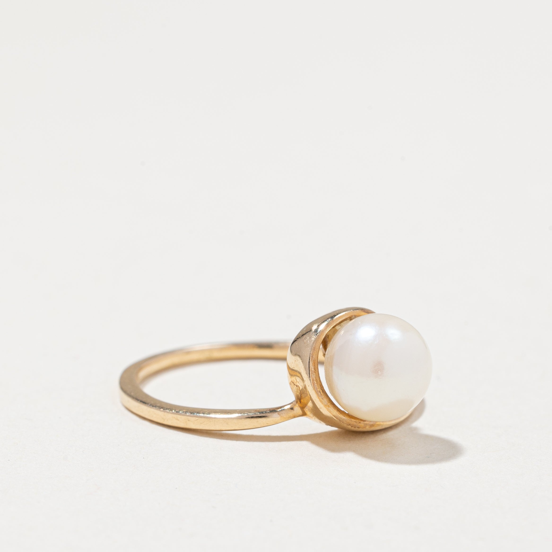 14k Yellow Gold Pearl Ring | 6.45-6.50mm | SZ 4.75