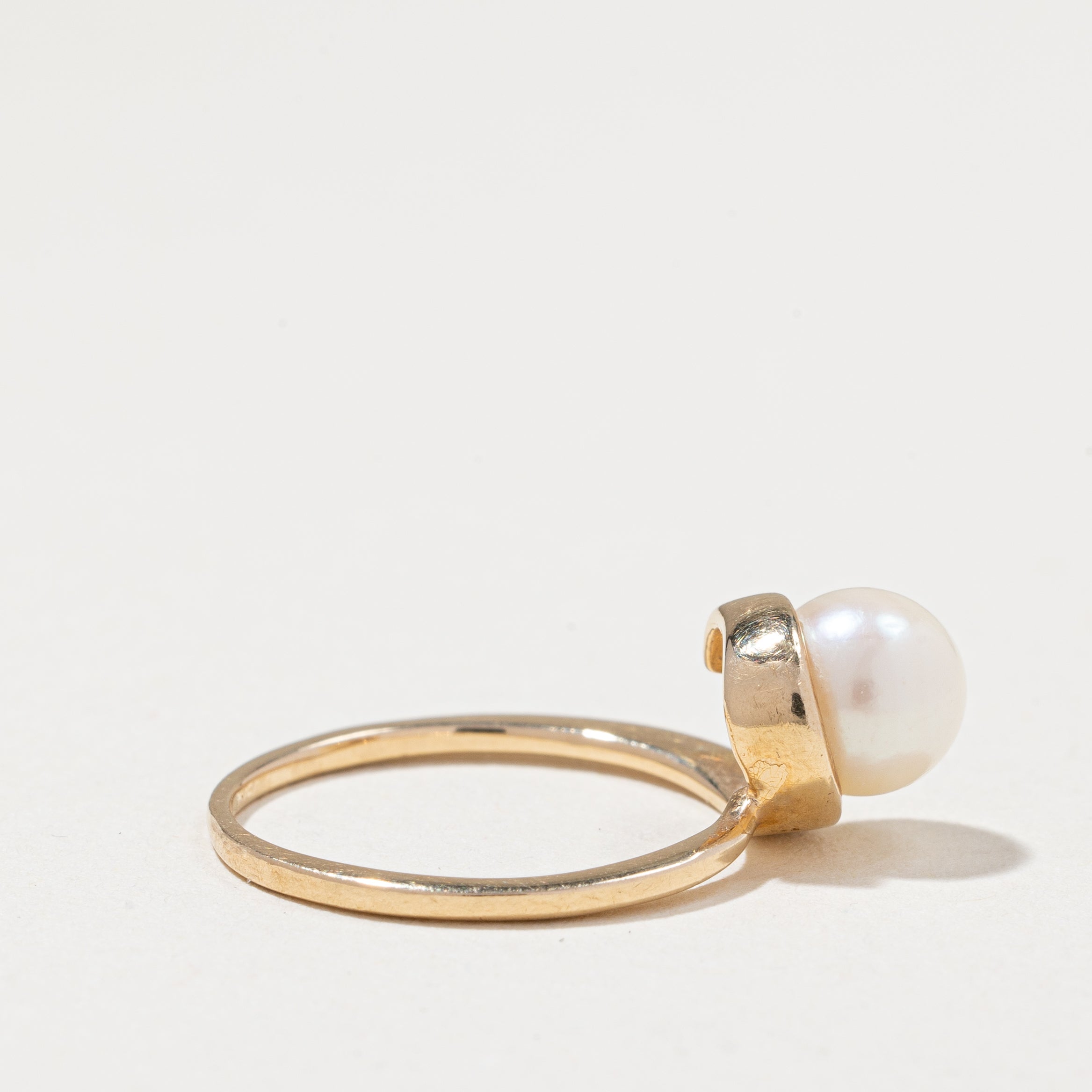14k Yellow Gold Pearl Ring | 6.45-6.50mm | SZ 4.75