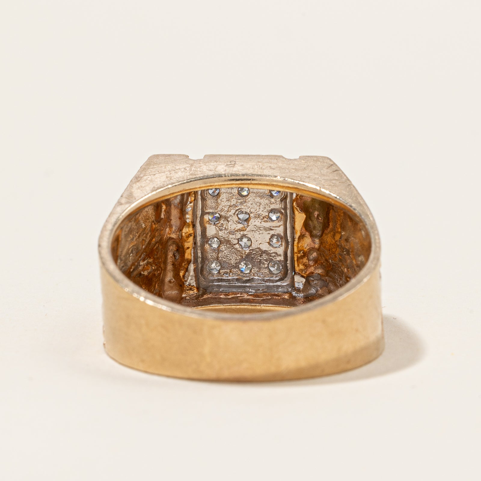 Cluster Diamond Textured Gold Ring | 0.12ctw | SZ 9.5 |
