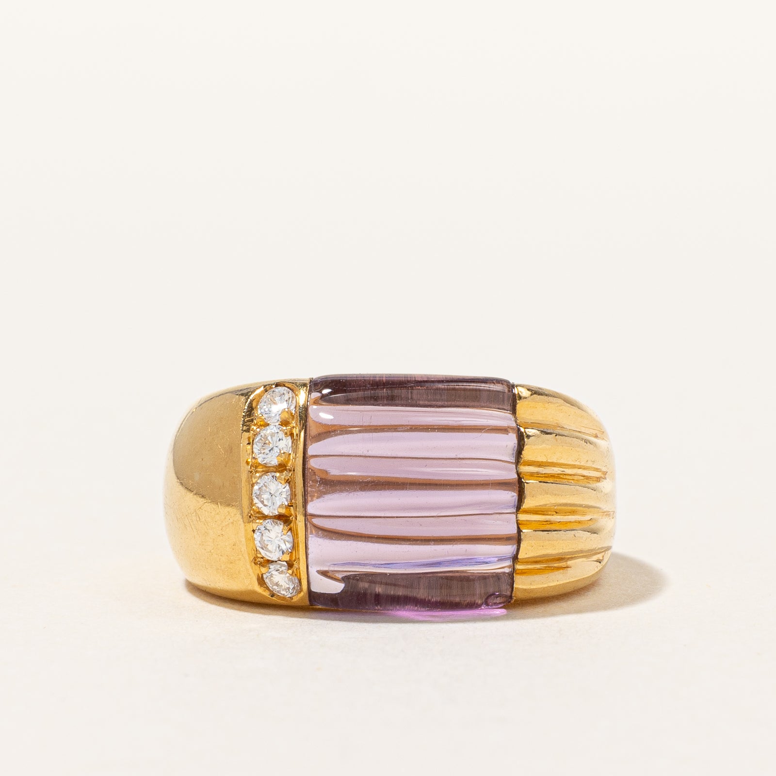 Bague cocktail améthyste et diamants | 4,00 ct, 0,15 ct au total | Taille 6,75 |