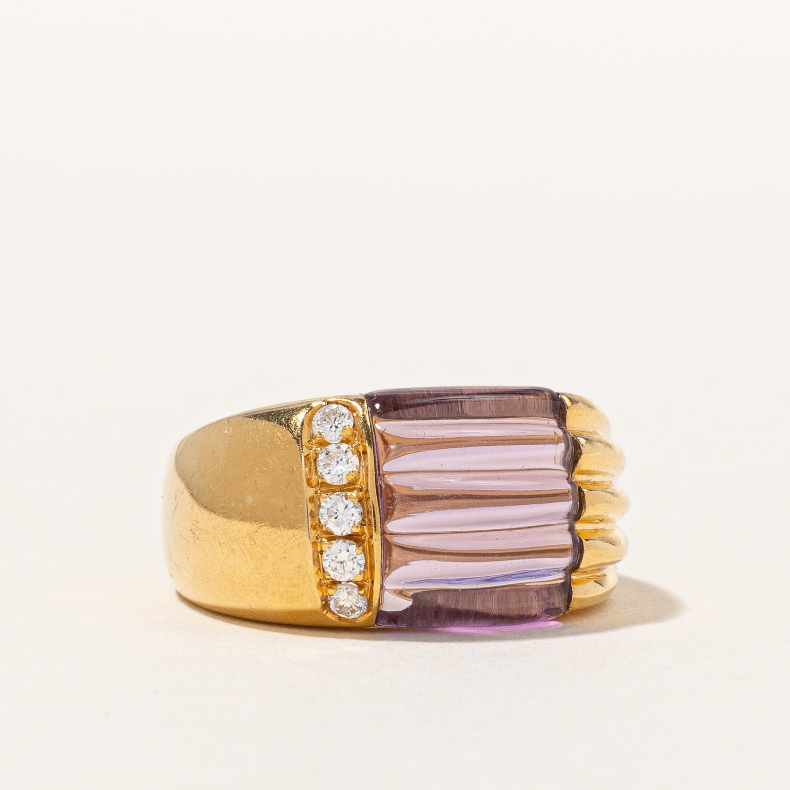 Bague cocktail améthyste et diamants | 4,00 ct, 0,15 ct au total | Taille 6,75 |
