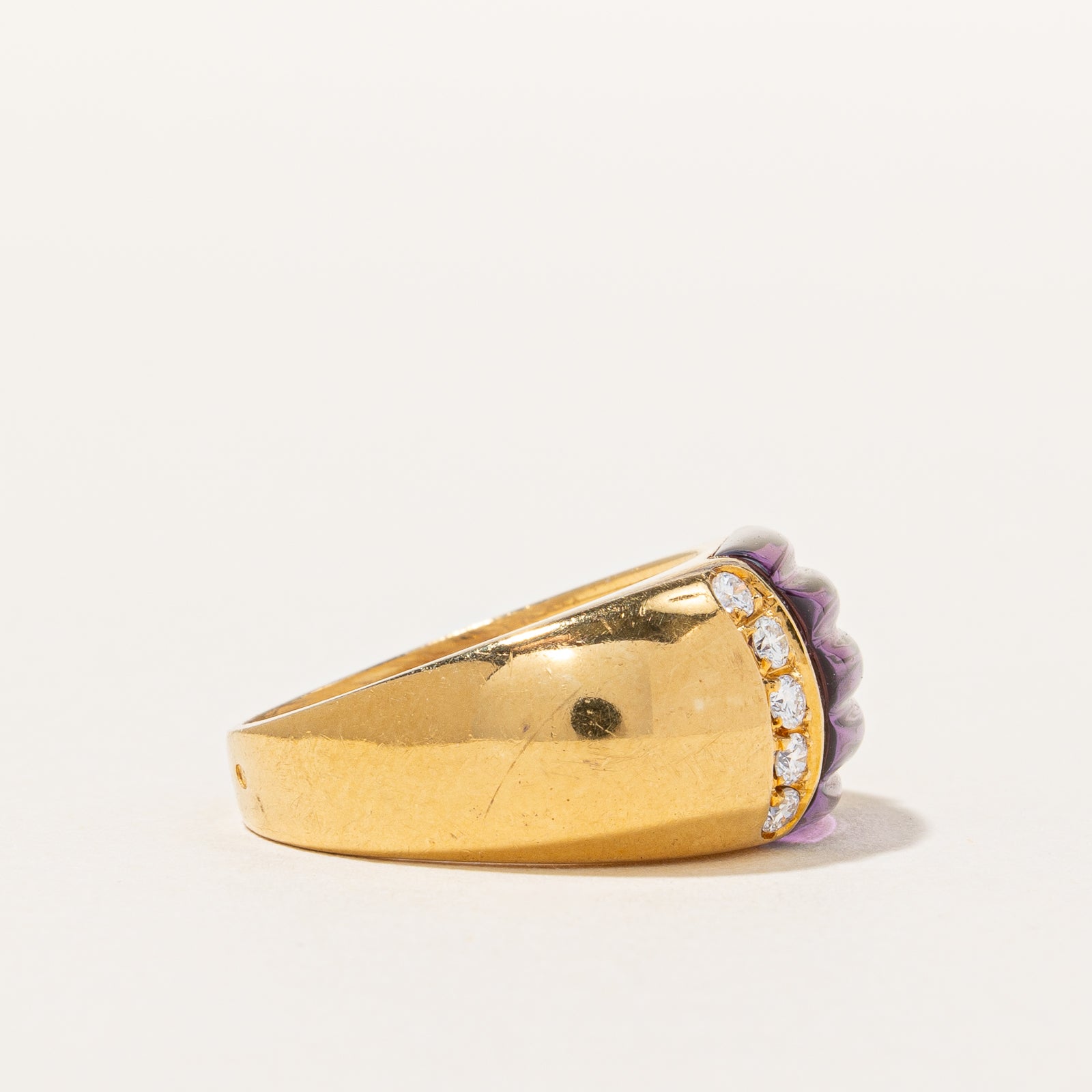 Bague cocktail améthyste et diamants | 4,00 ct, 0,15 ct au total | Taille 6,75 |