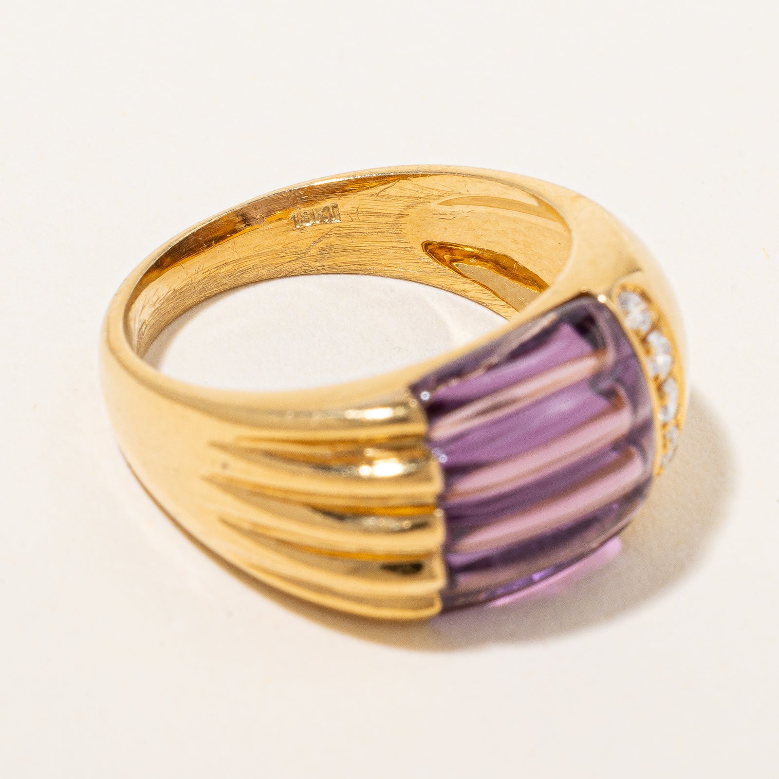 Bague cocktail améthyste et diamants | 4,00 ct, 0,15 ct au total | Taille 6,75 |