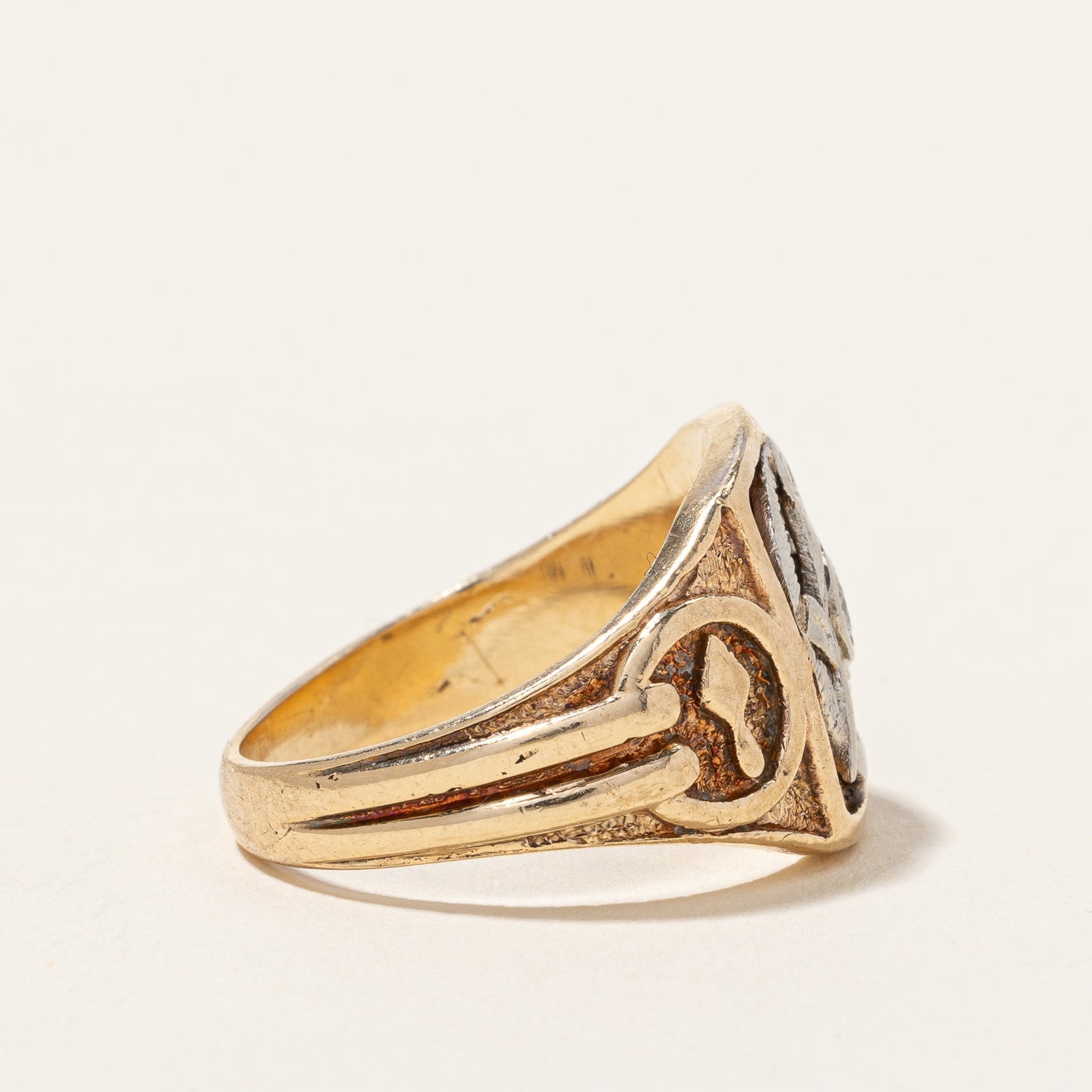 Solitaire Diamond Masonic Gold Ring | 0.04ct | SZ 8 |
