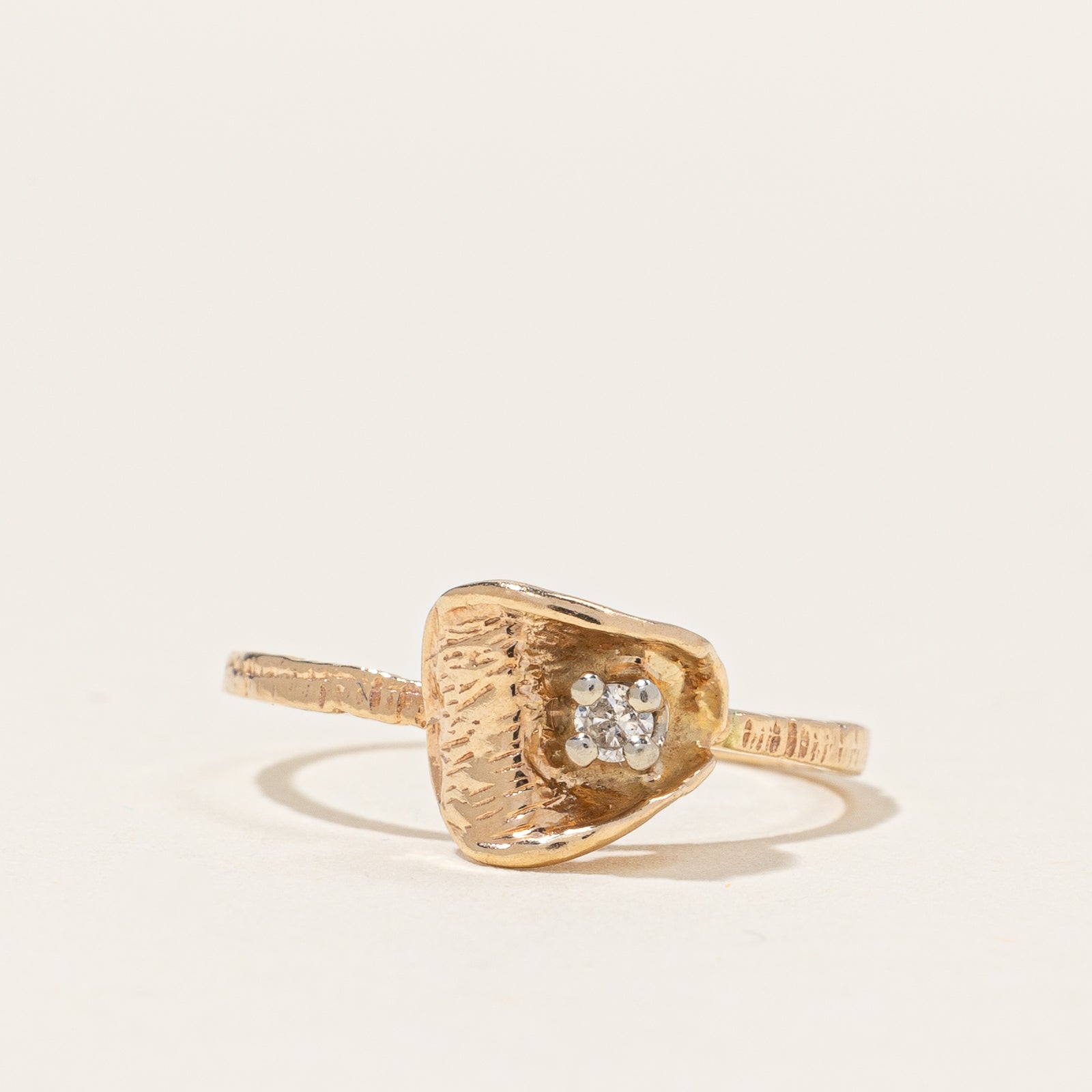 Solitaire Diamond Gold Ring | 0.02ct | SZ 5.25 |