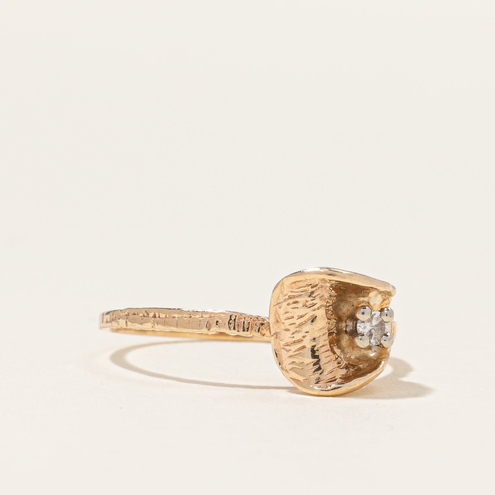 Solitaire Diamond Gold Ring | 0.02ct | SZ 5.25 |