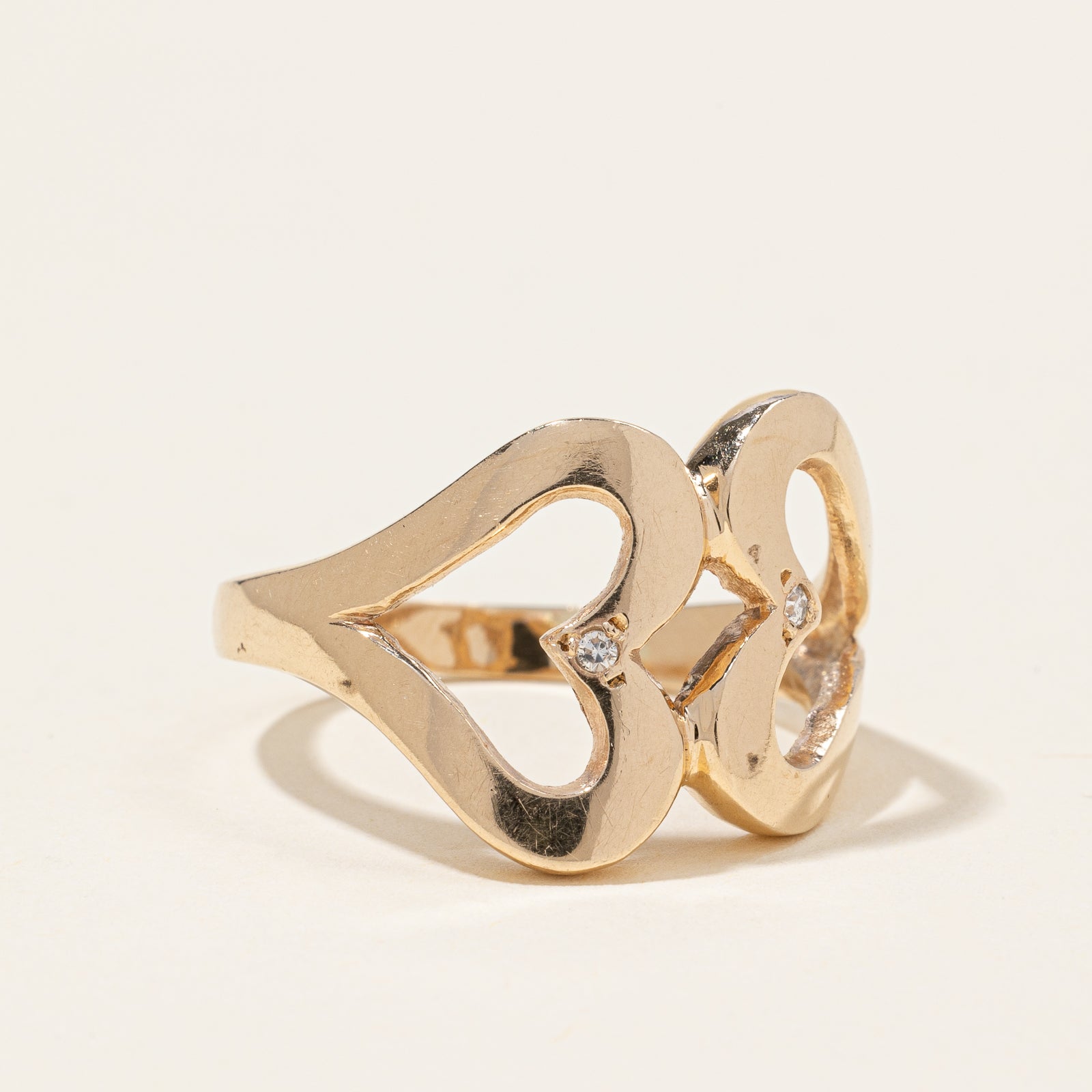 Double Heart Diamond Ring | 0.02ctw | SZ 10.25 |