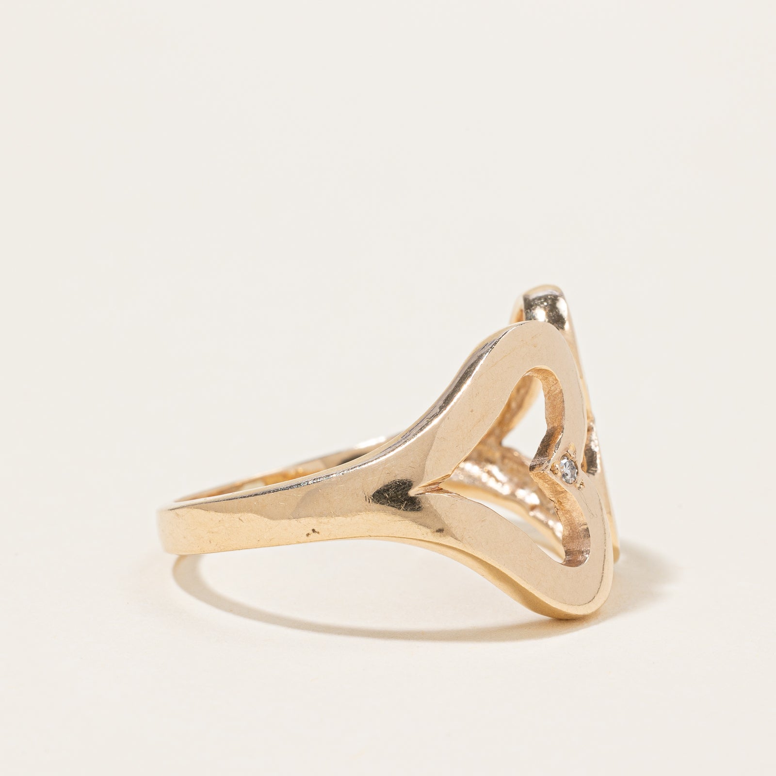 Double Heart Diamond Ring | 0.02ctw | SZ 10.25 |