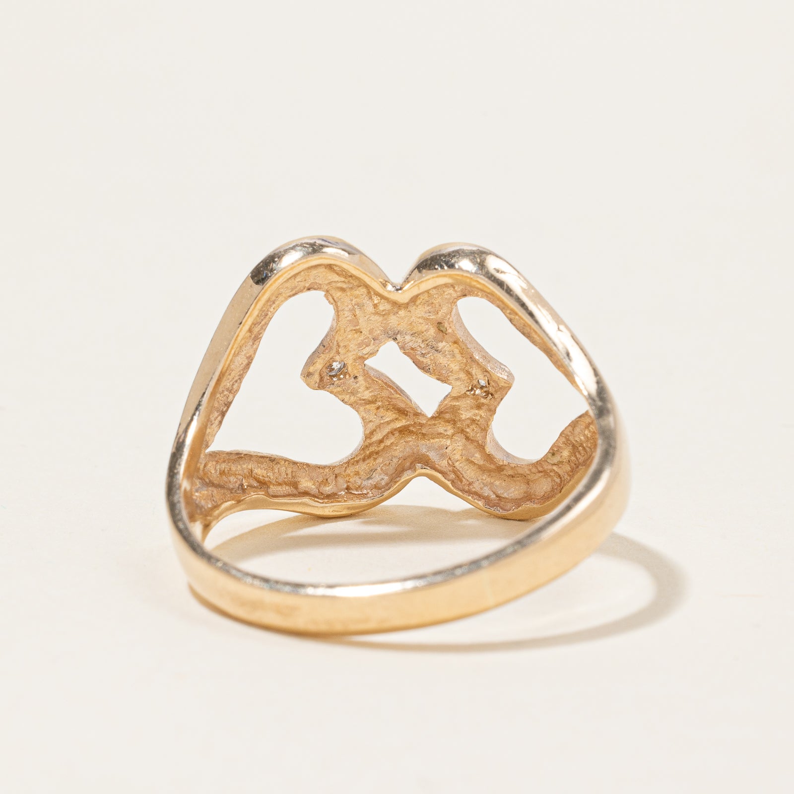 Double Heart Diamond Ring | 0.02ctw | SZ 10.25 |