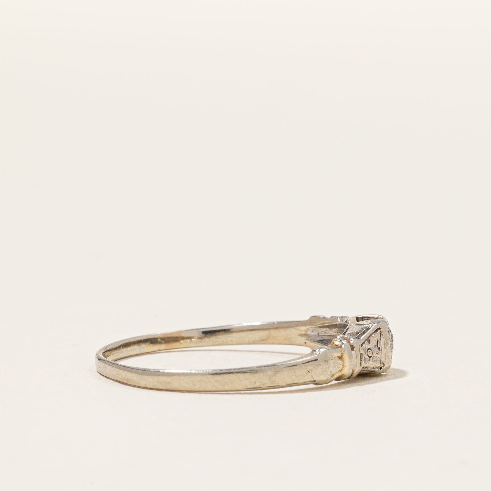 Solitaire Diamond White Gold Ring | 0.02ct | SZ 7.25 |