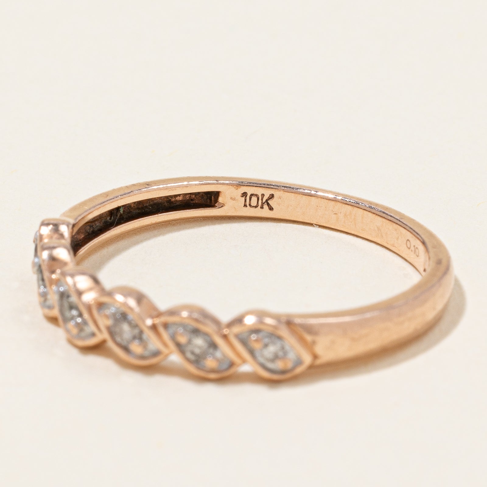 Diamond Braided Rose Gold Ring | 0.10ctw | SZ 7.25 |
