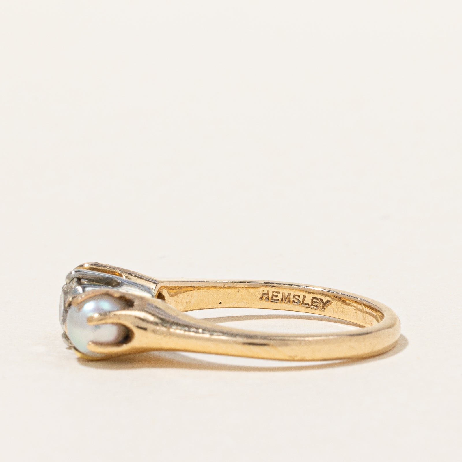 Vintage Diamond & Pearl Trilogy Ring | 0.33ct | SZ 5 |
