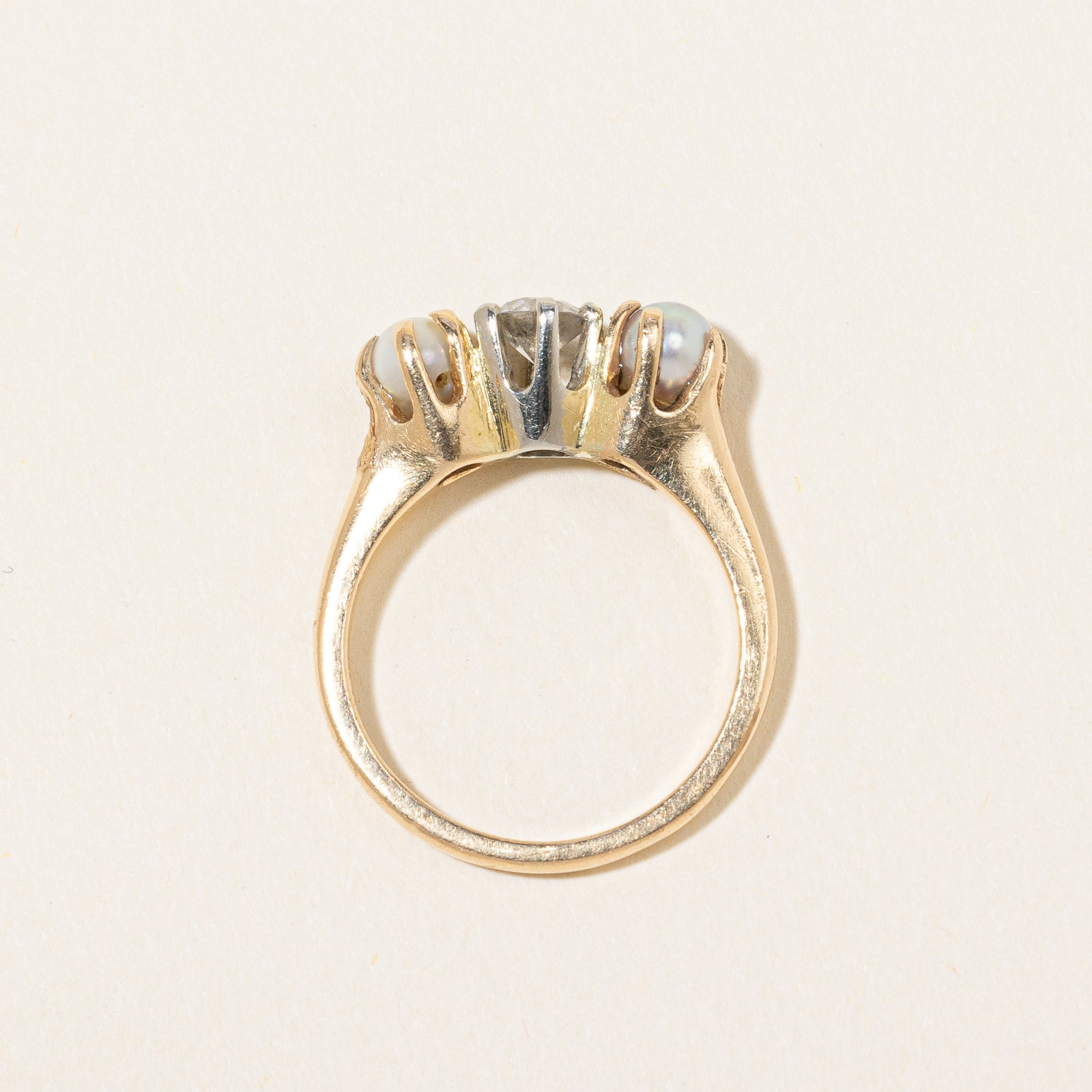 Vintage Diamond & Pearl Trilogy Ring | 0.33ct | SZ 5 |