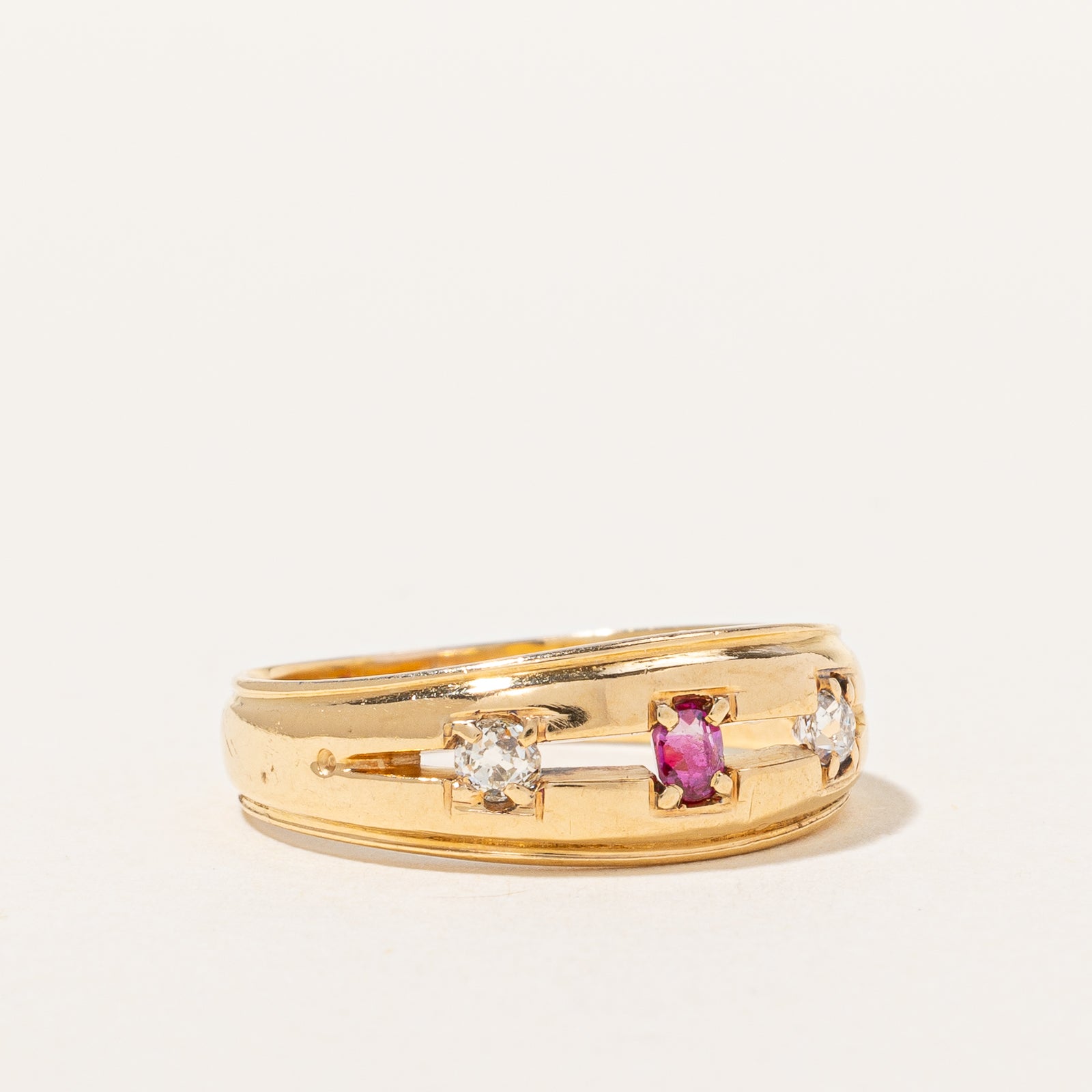 Victorian Ruby & Old Cut Diamond Ring | 0.09ct 0.14ctw | SZ 7.75 |