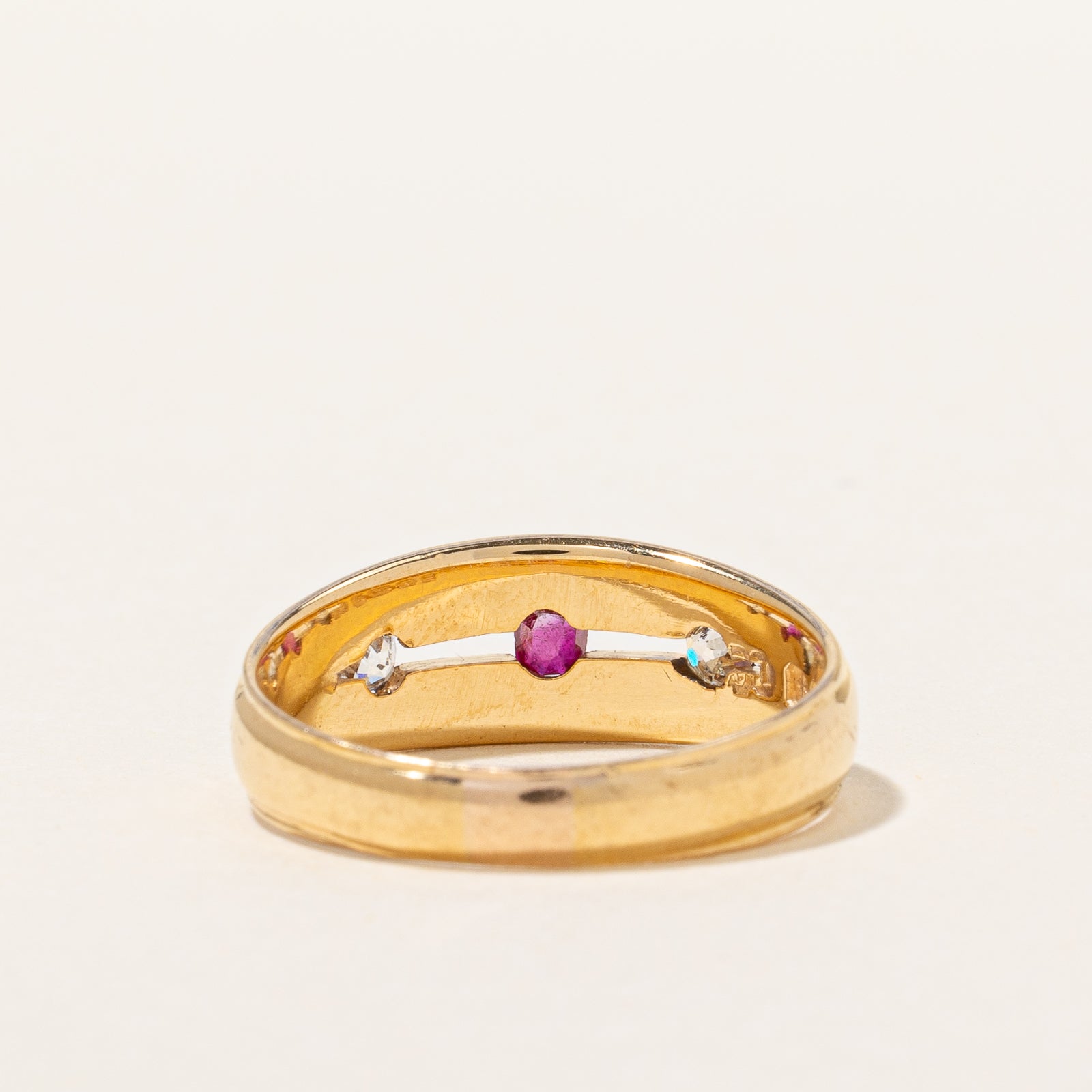 Victorian Ruby & Old Cut Diamond Ring | 0.09ct 0.14ctw | SZ 7.75 |