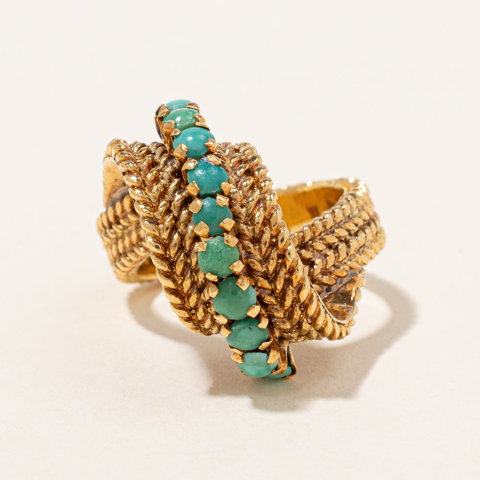 Bague cocktail vintage en turquoise | 1,00 ct | Taille 7 |