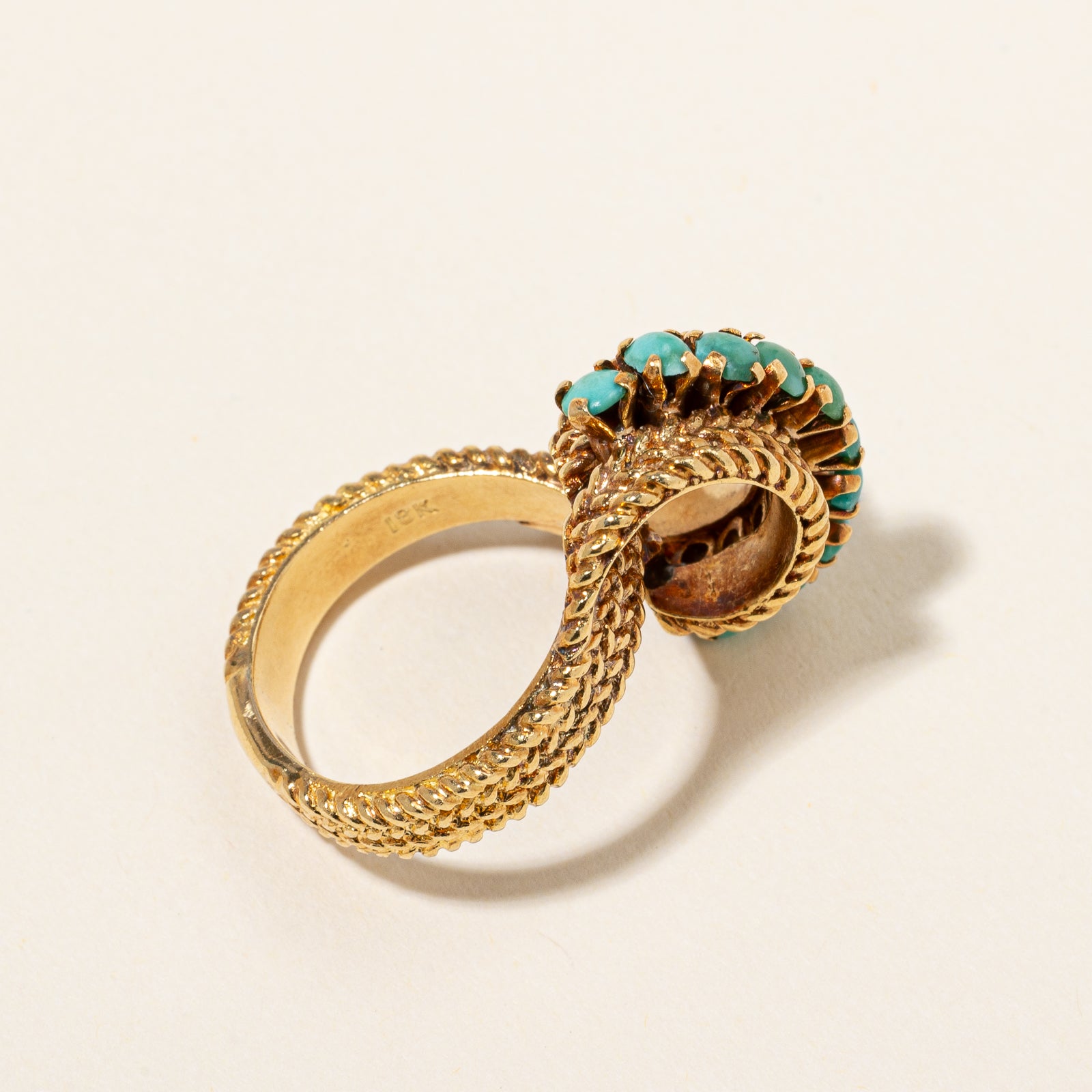 Bague cocktail vintage en turquoise | 1,00 ct | Taille 7 |