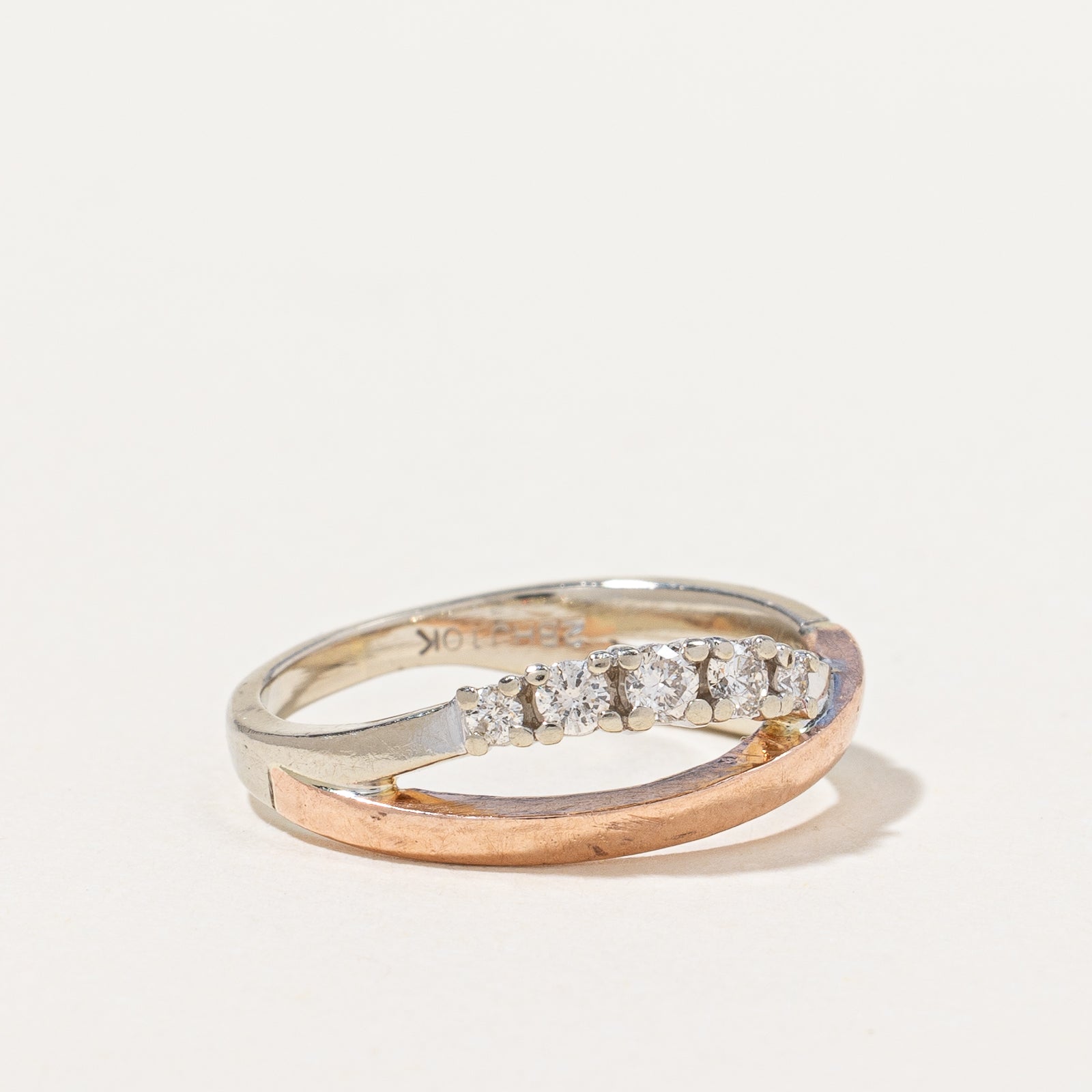 Two Tone Gold Diamond Bypass Ring | 0.23ctw | SZ 7.75 |