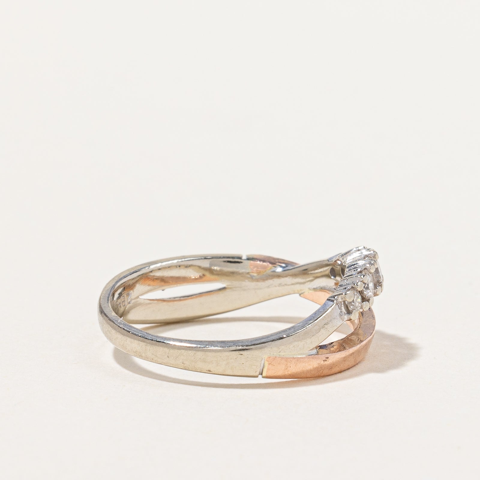Two Tone Gold Diamond Bypass Ring | 0.23ctw | SZ 7.75 |