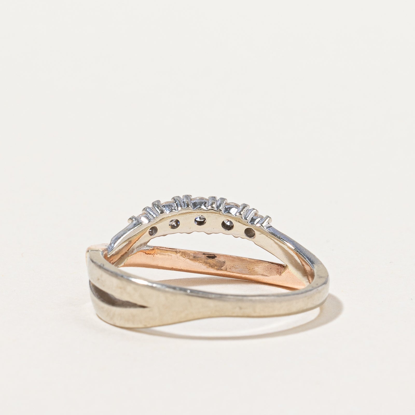 Two Tone Gold Diamond Bypass Ring | 0.23ctw | SZ 7.75 |