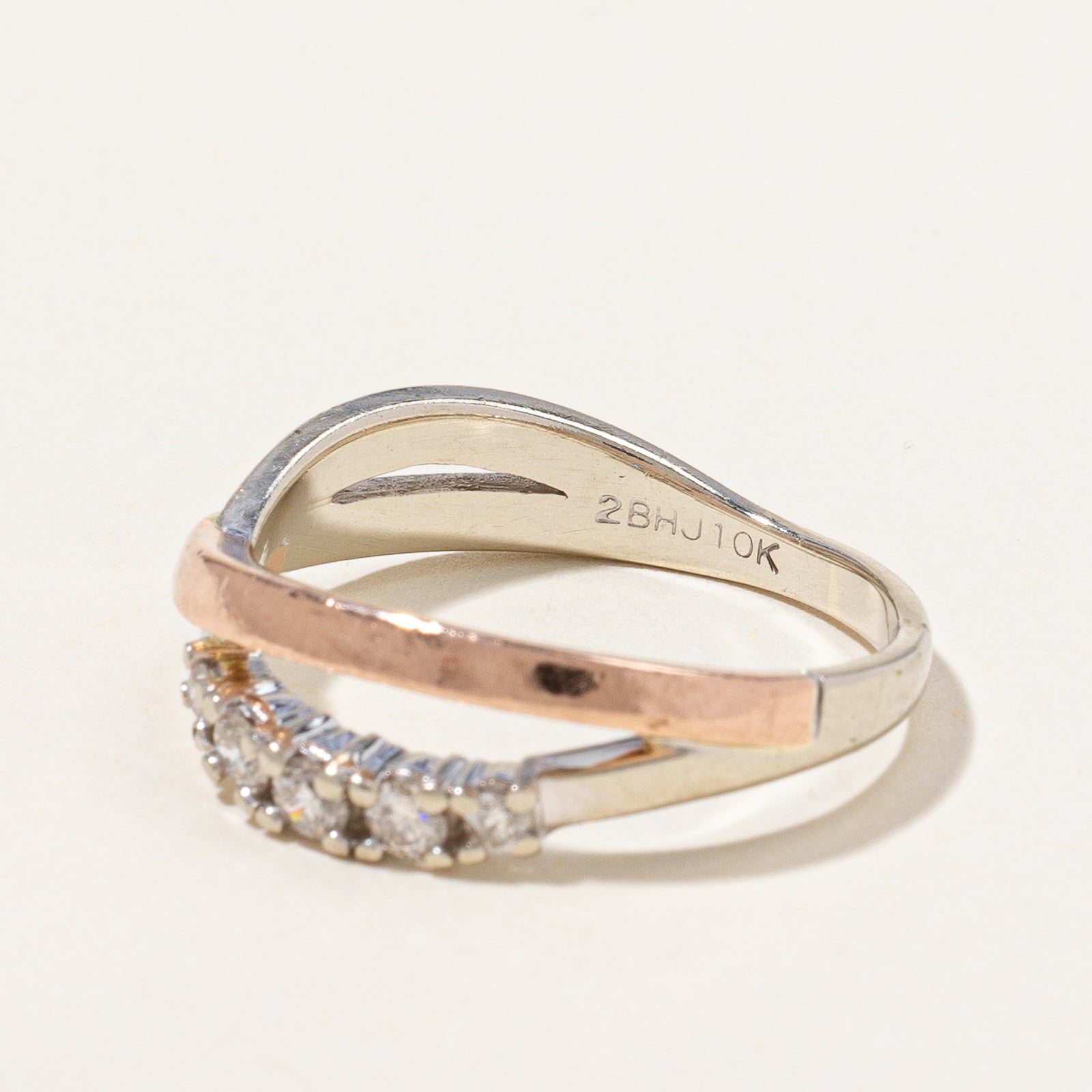Two Tone Gold Diamond Bypass Ring | 0.23ctw | SZ 7.75 |