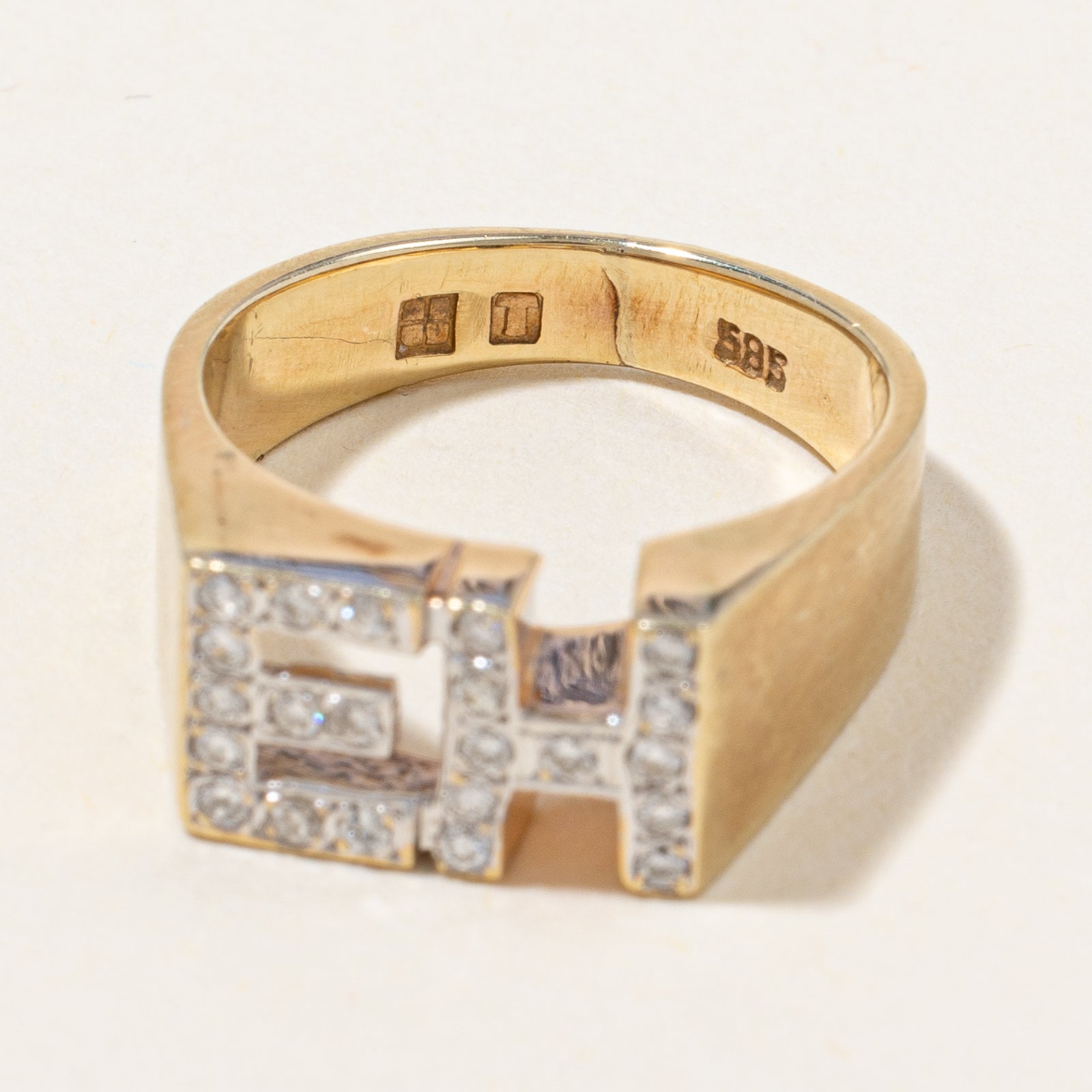 Diamond 'EH' Initials Ring | 0.22ctw | SZ 4.25 |