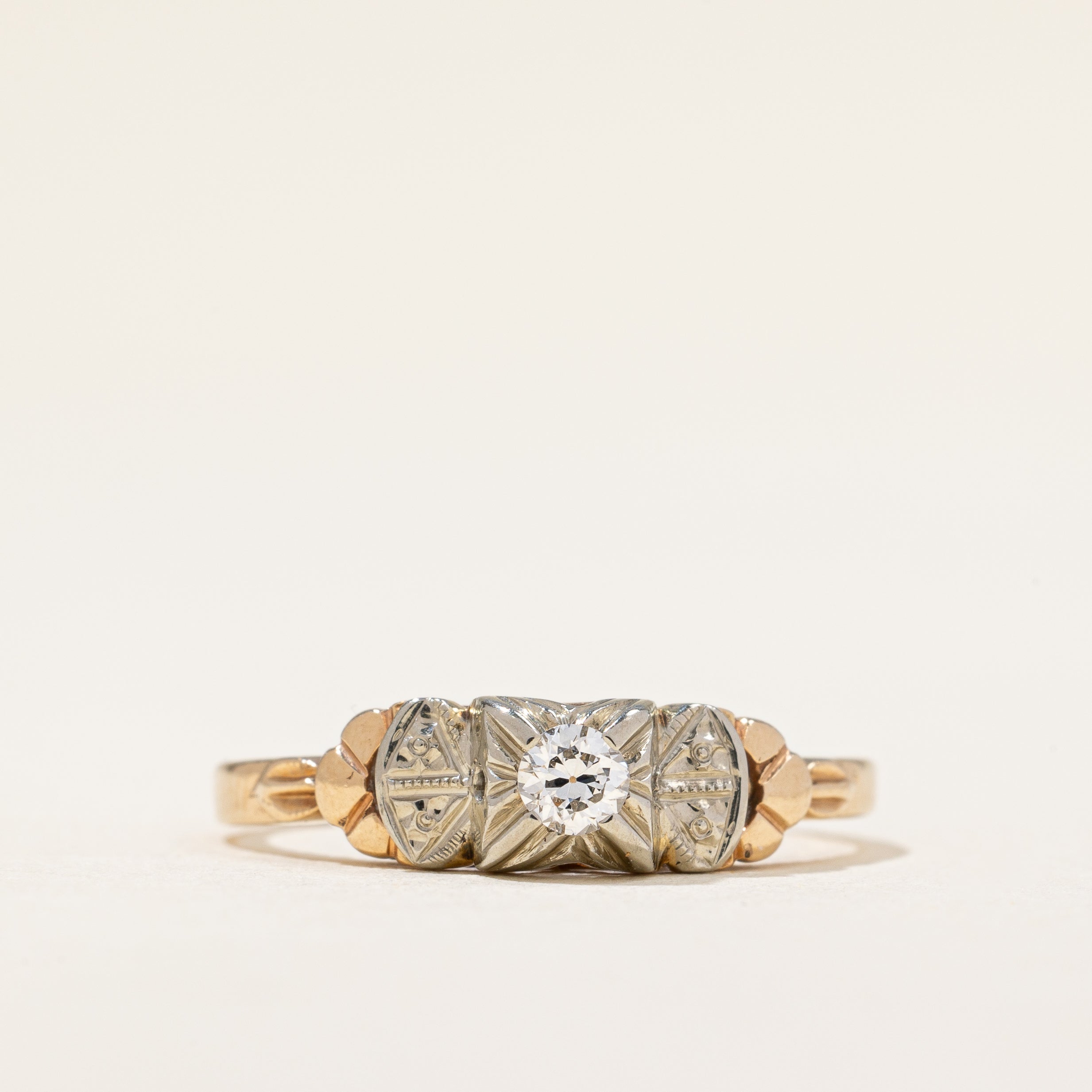 Bague vintage en diamant taille ancienne européenne, vers 1940 | 0,09 ct | Taille 5 |